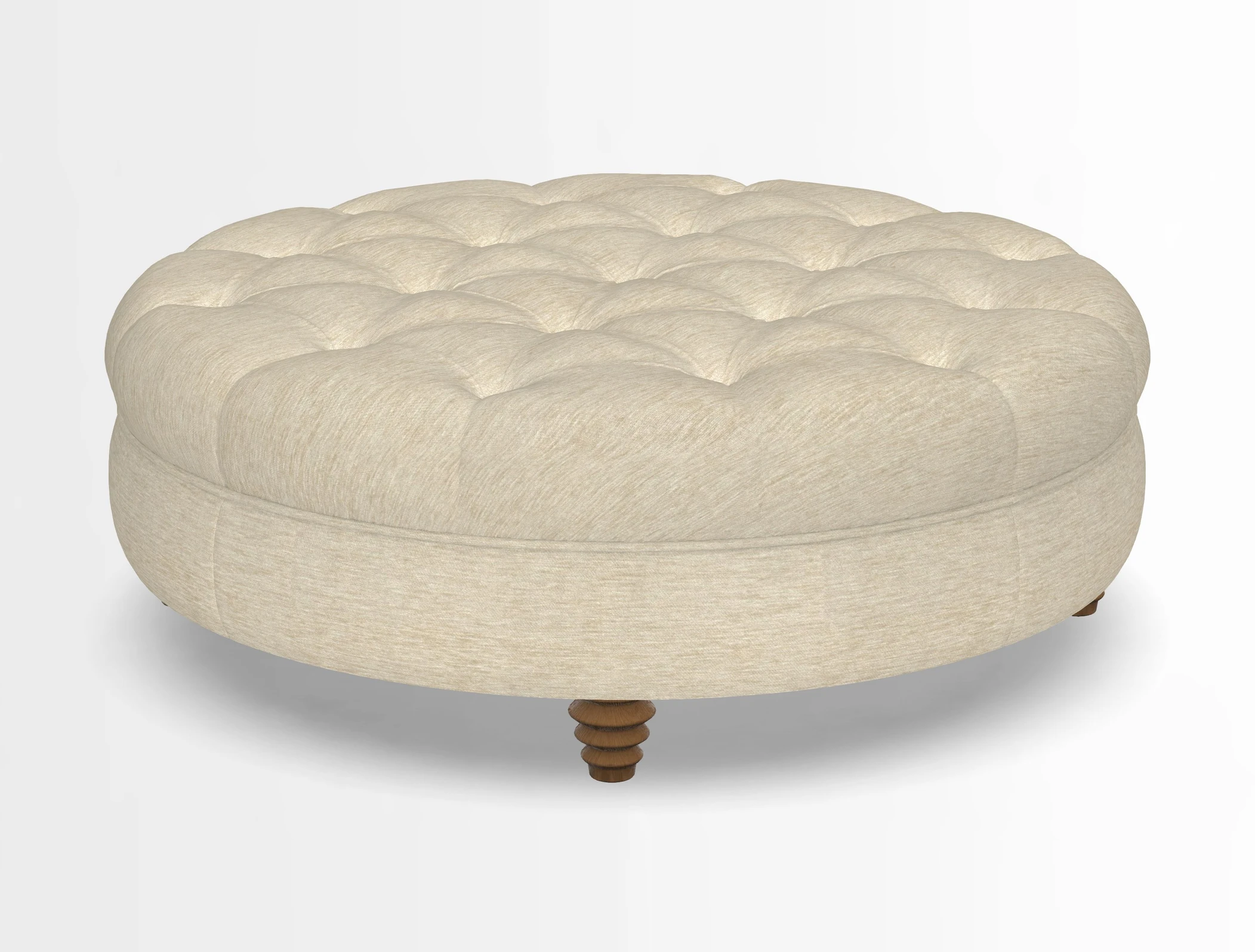 Helmsley Round Footstool in Linwood Omega Velvet Navy