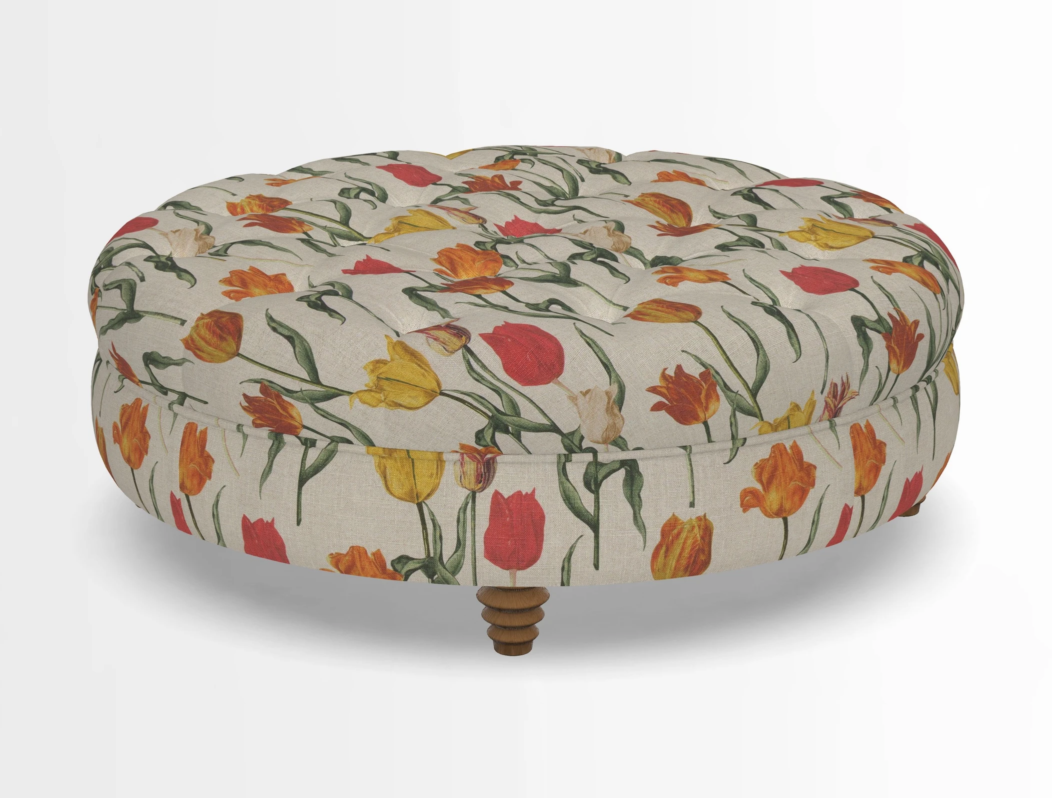 Helmsley Round Footstool in Linwood Omega Velvet Navy