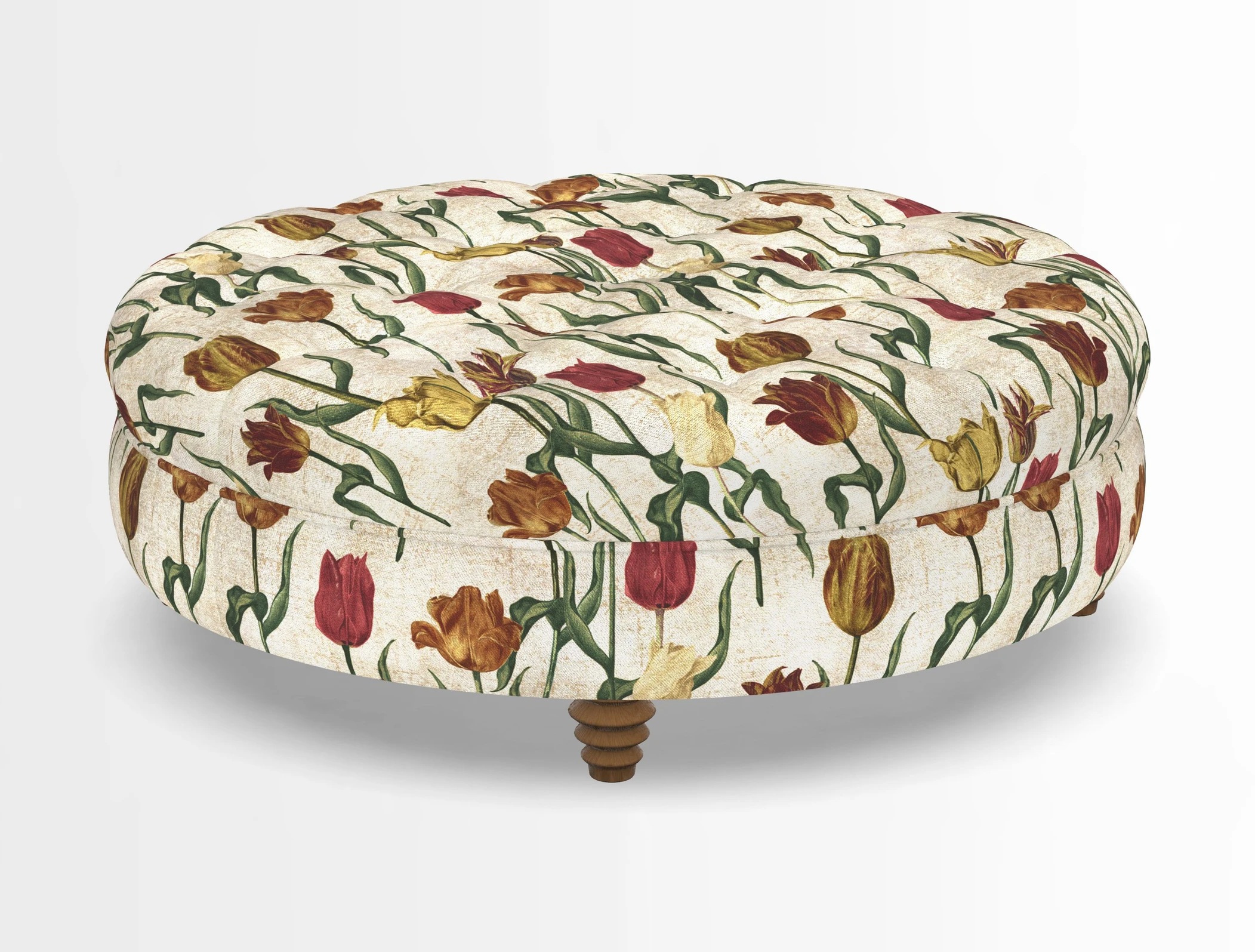 Helmsley Round Footstool in Linwood Omega Velvet Navy