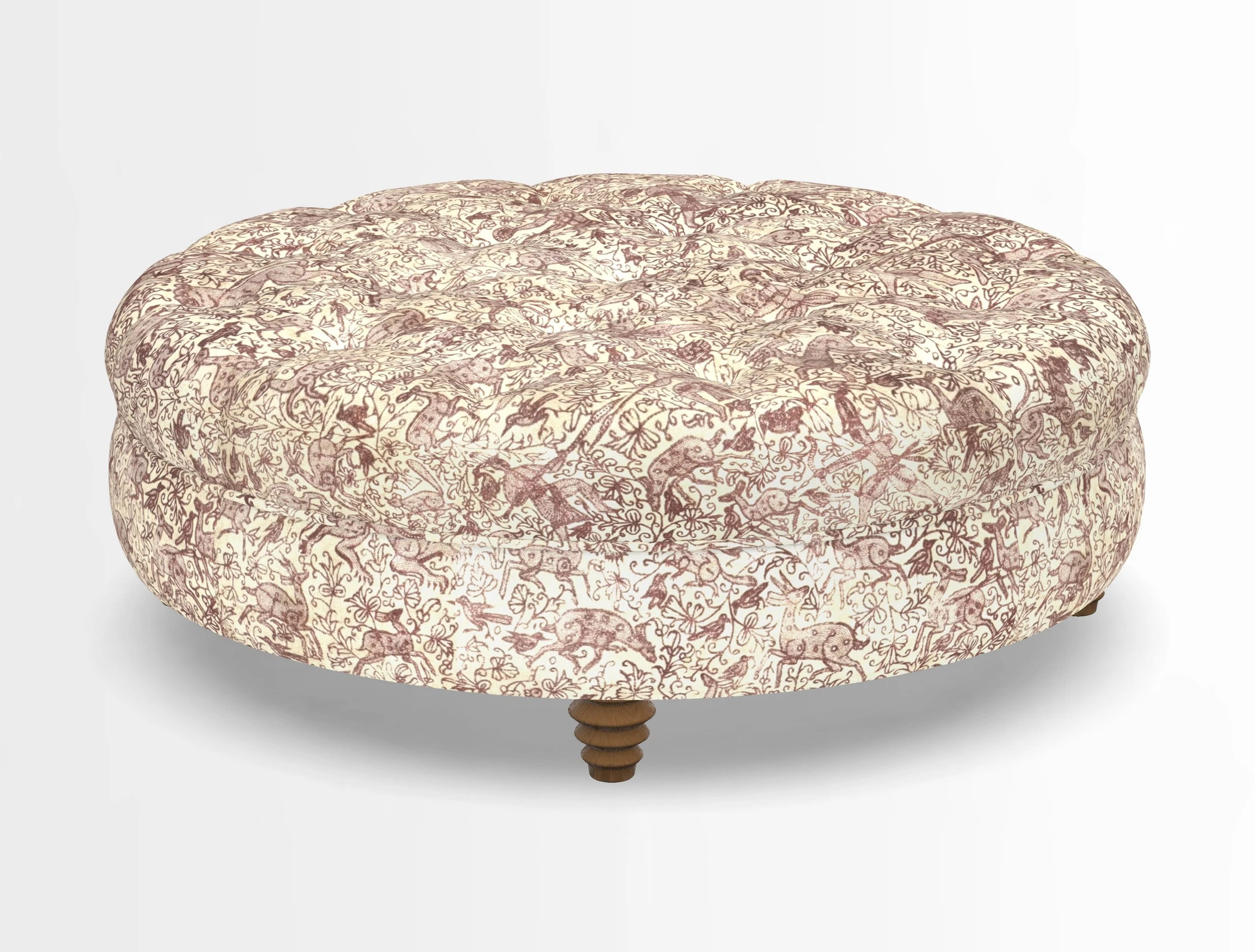 Helmsley Round Footstool in Linwood Omega Velvet Navy