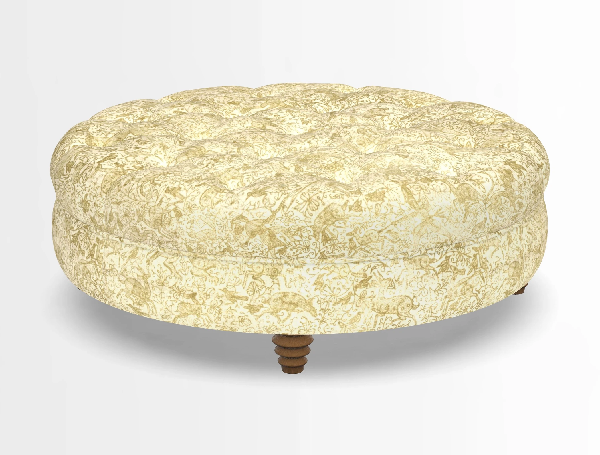 Helmsley Round Footstool in Linwood Omega Velvet Navy
