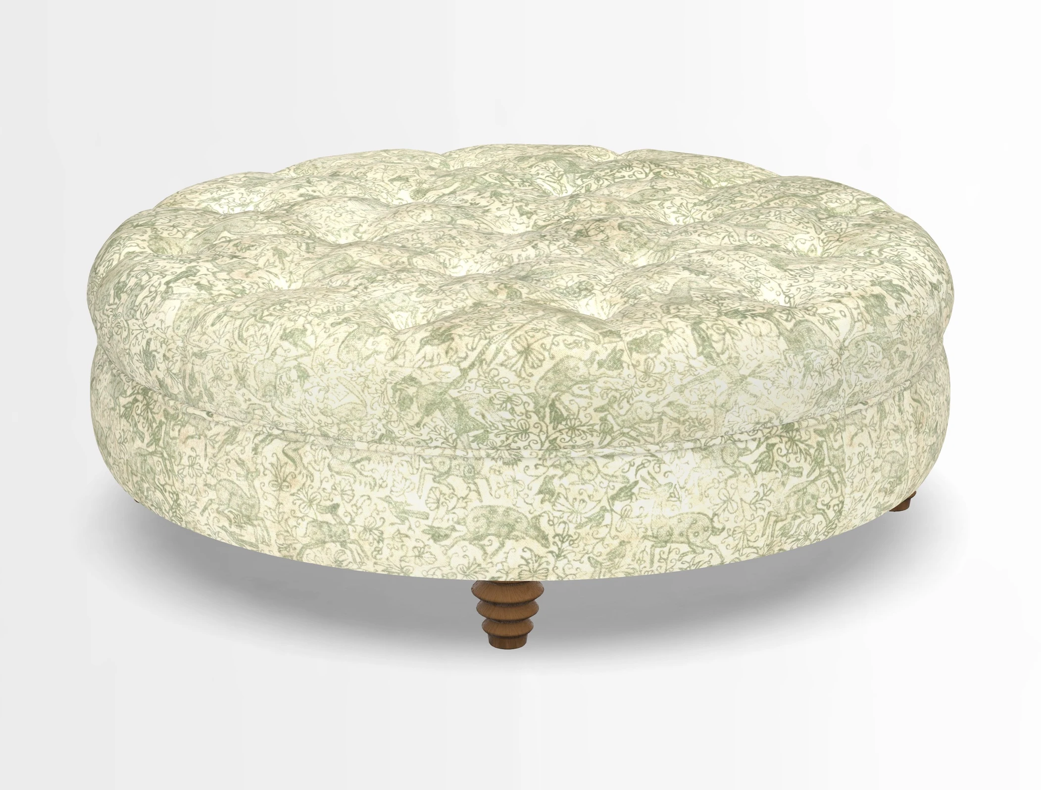 Helmsley Round Footstool in Linwood Omega Velvet Navy