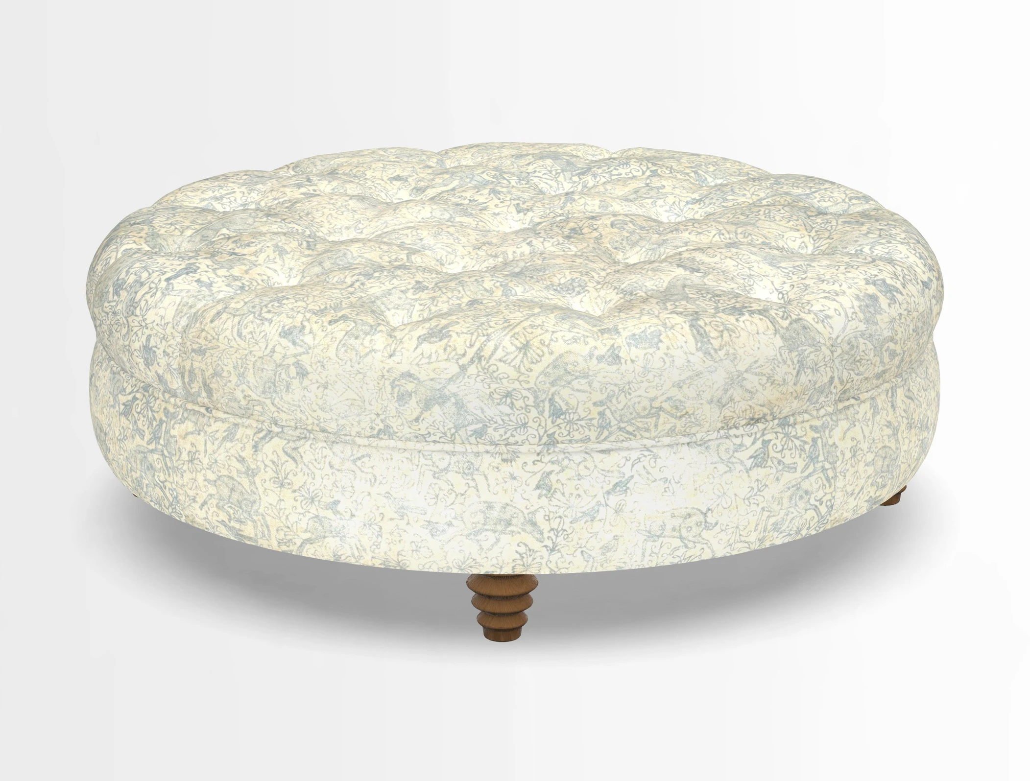 Helmsley Round Footstool in Linwood Omega Velvet Navy