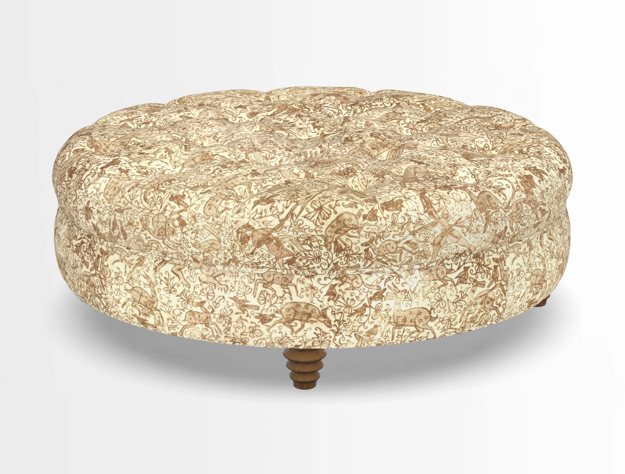 Helmsley Round Footstool in Linwood Omega Velvet Navy