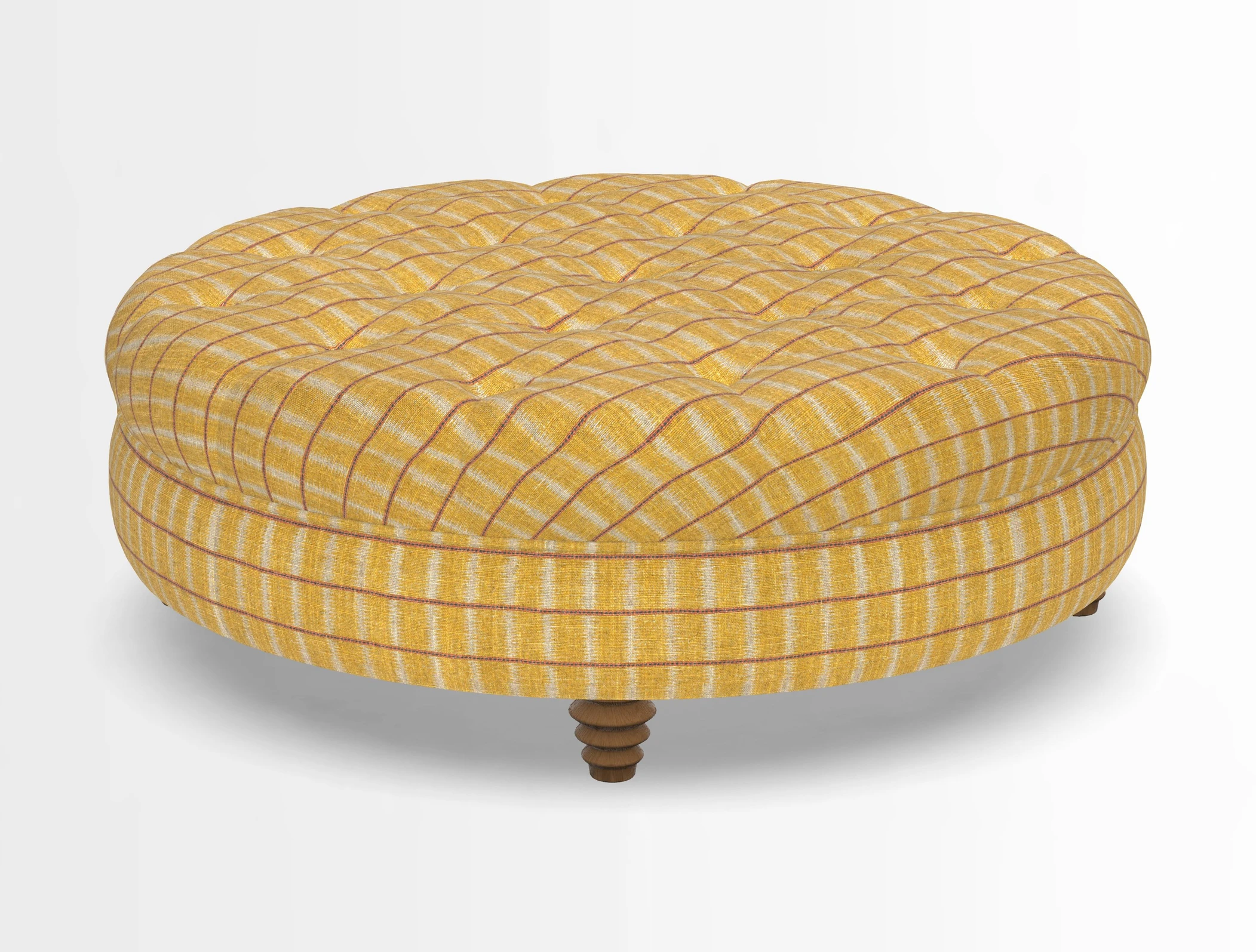 Helmsley Round Footstool in Linwood Omega Velvet Navy
