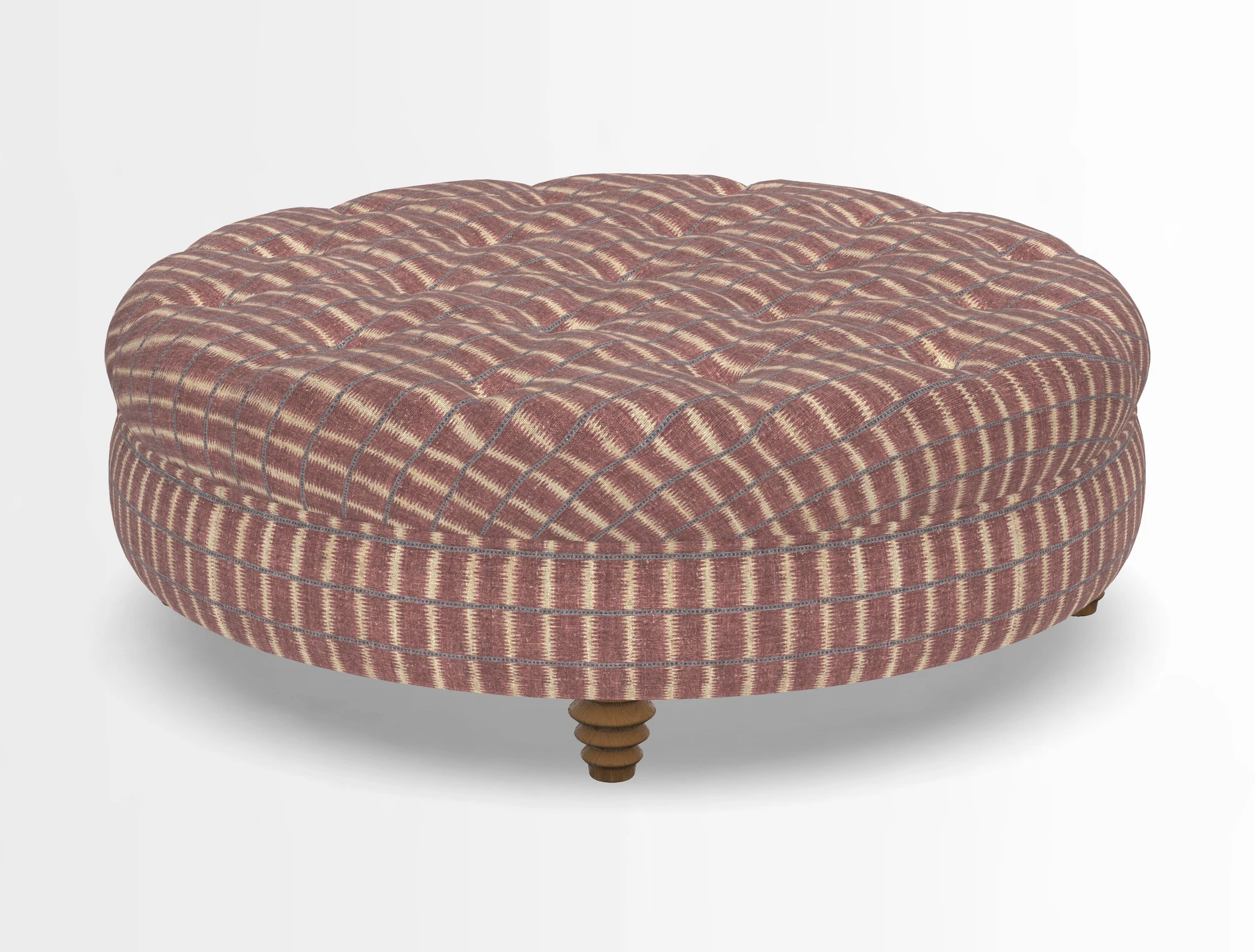 Helmsley Round Footstool in Linwood Omega Velvet Navy