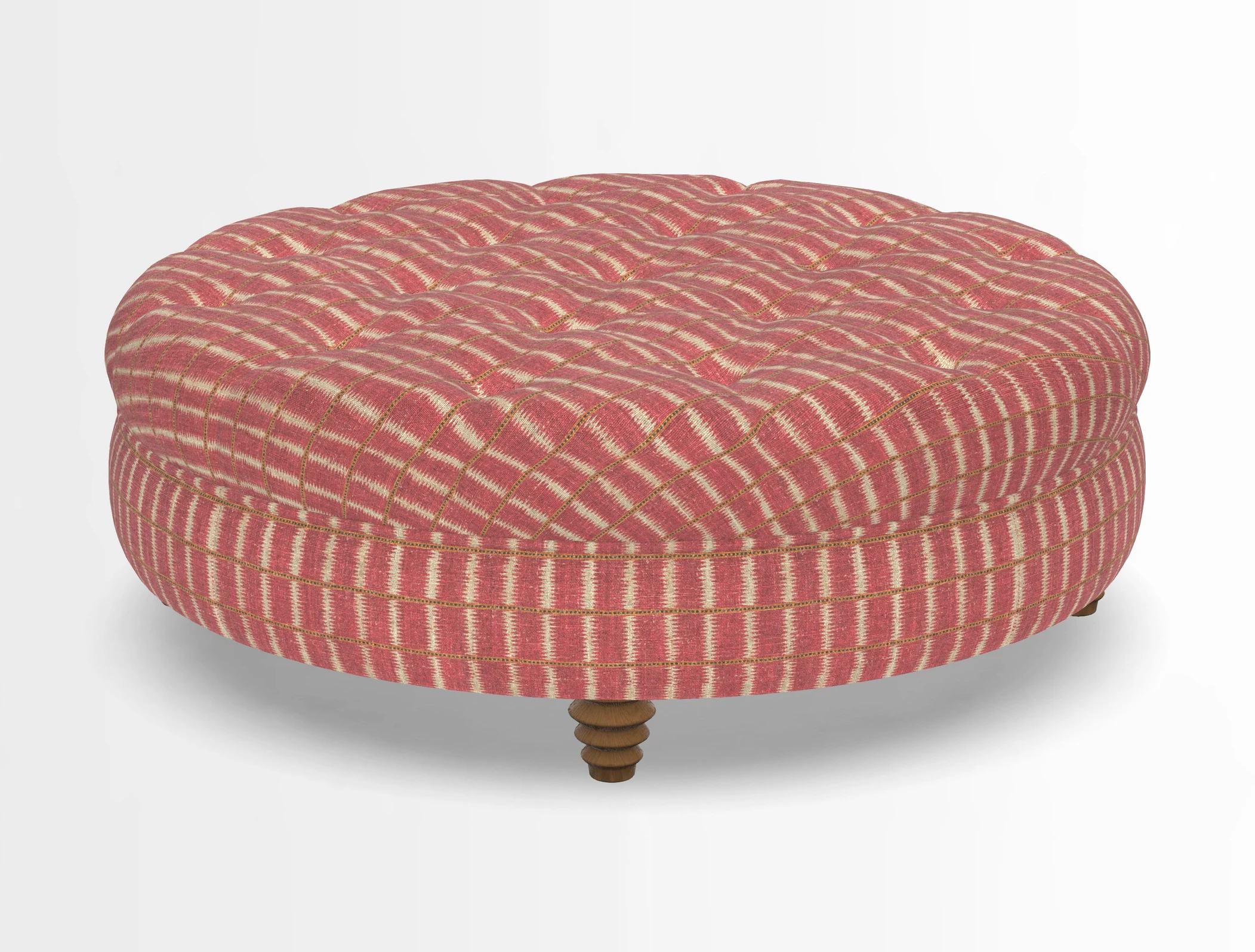 Helmsley Round Footstool in Linwood Omega Velvet Navy
