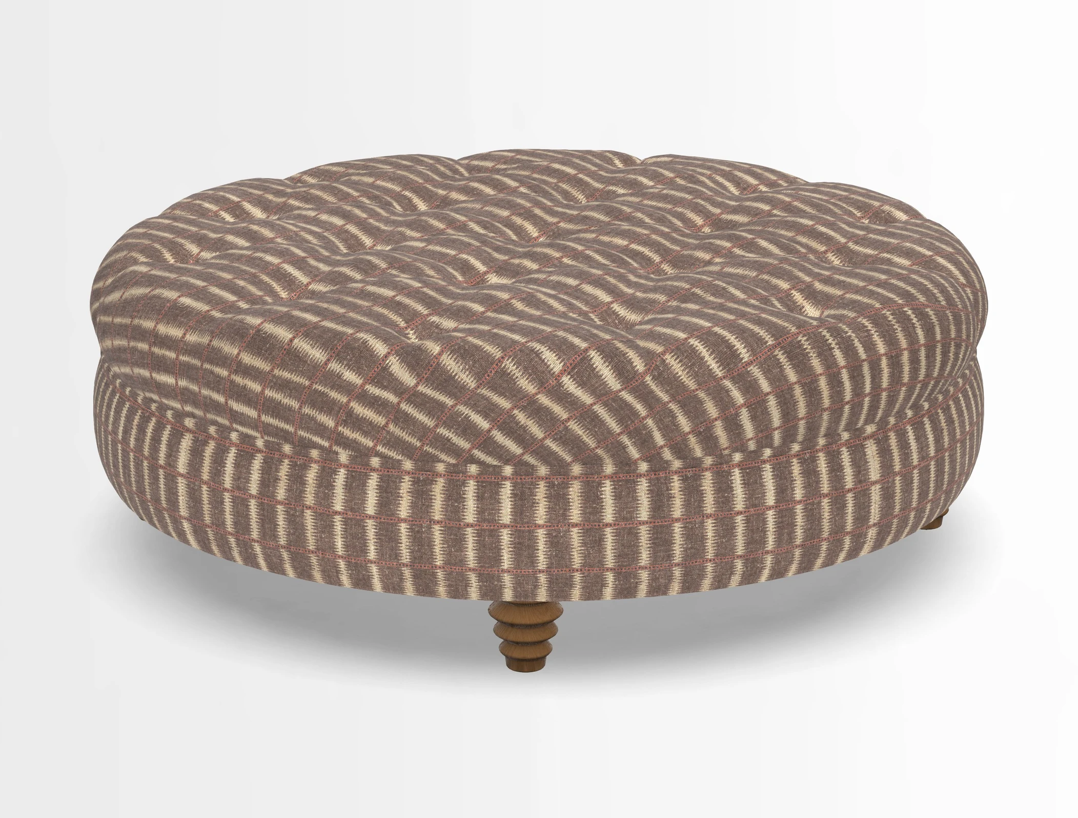 Helmsley Round Footstool in Linwood Omega Velvet Navy