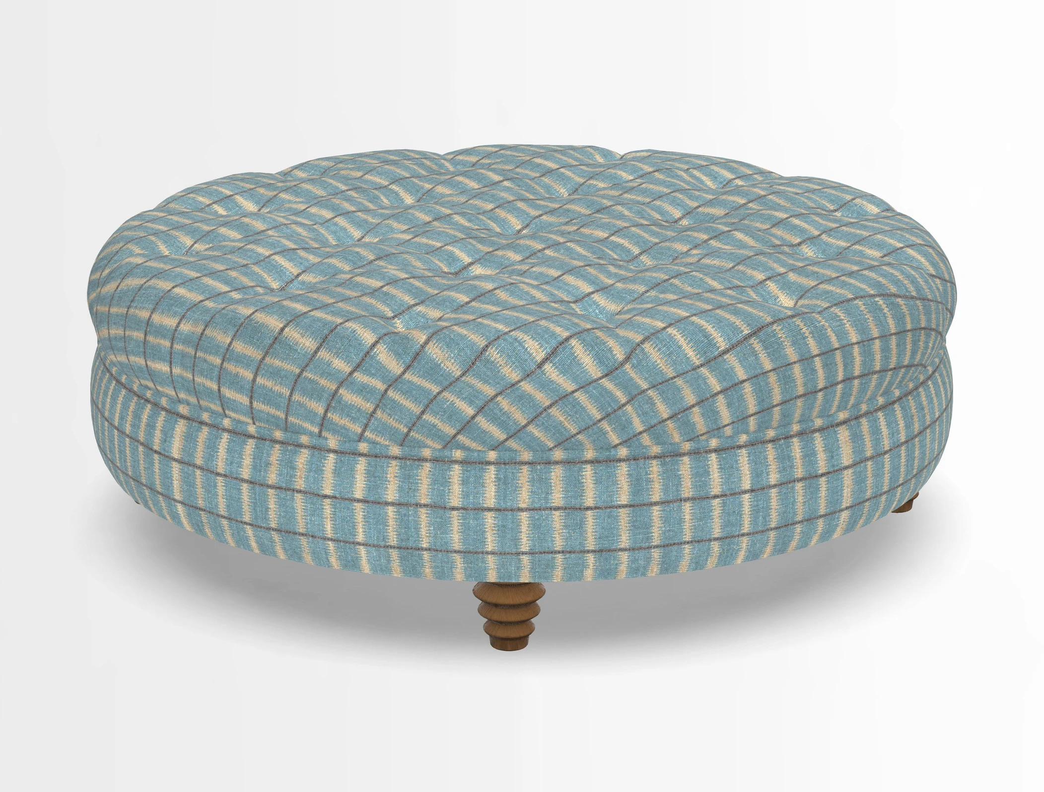 Helmsley Round Footstool in Linwood Omega Velvet Navy