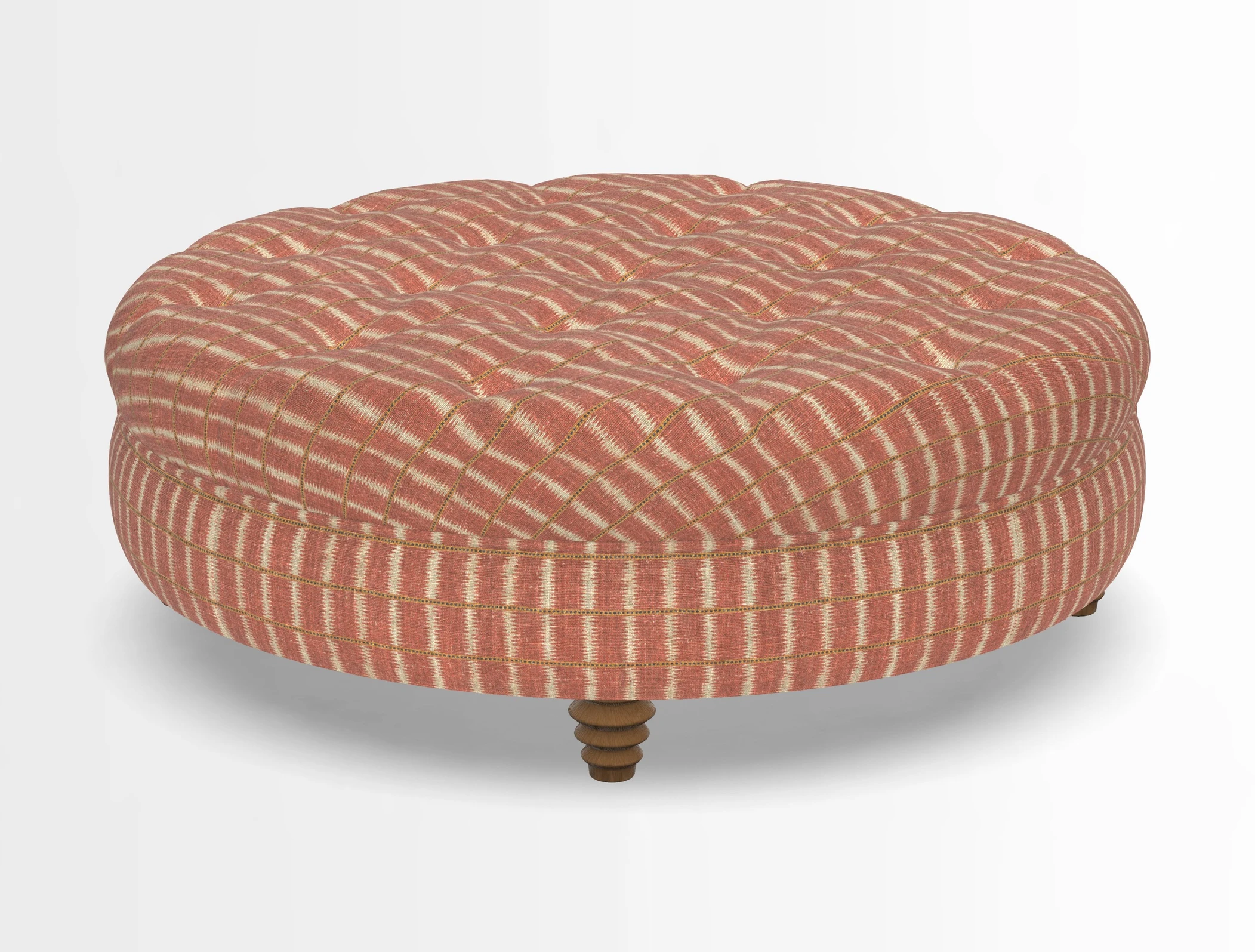 Helmsley Round Footstool in Linwood Omega Velvet Navy