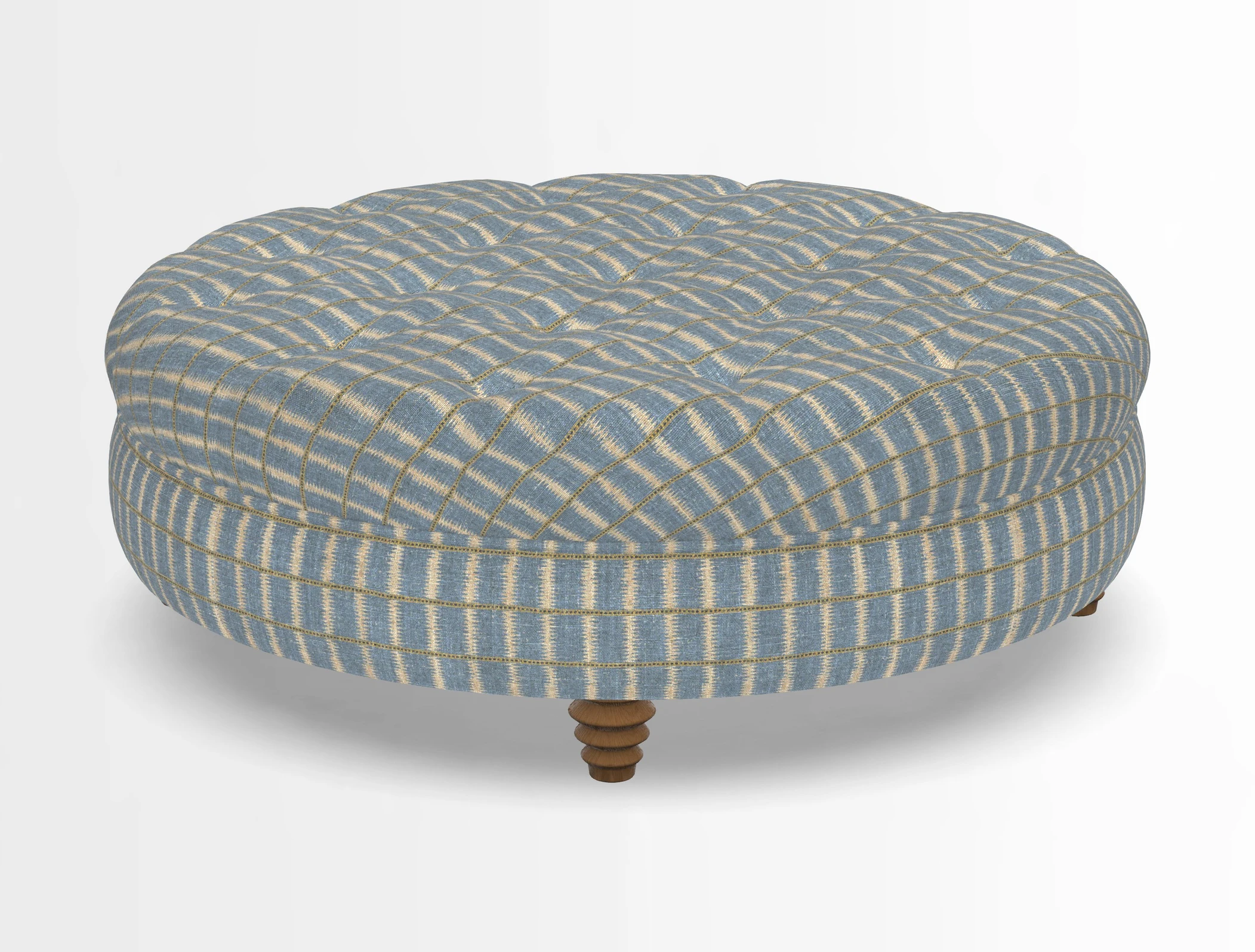 Helmsley Round Footstool in Linwood Omega Velvet Navy