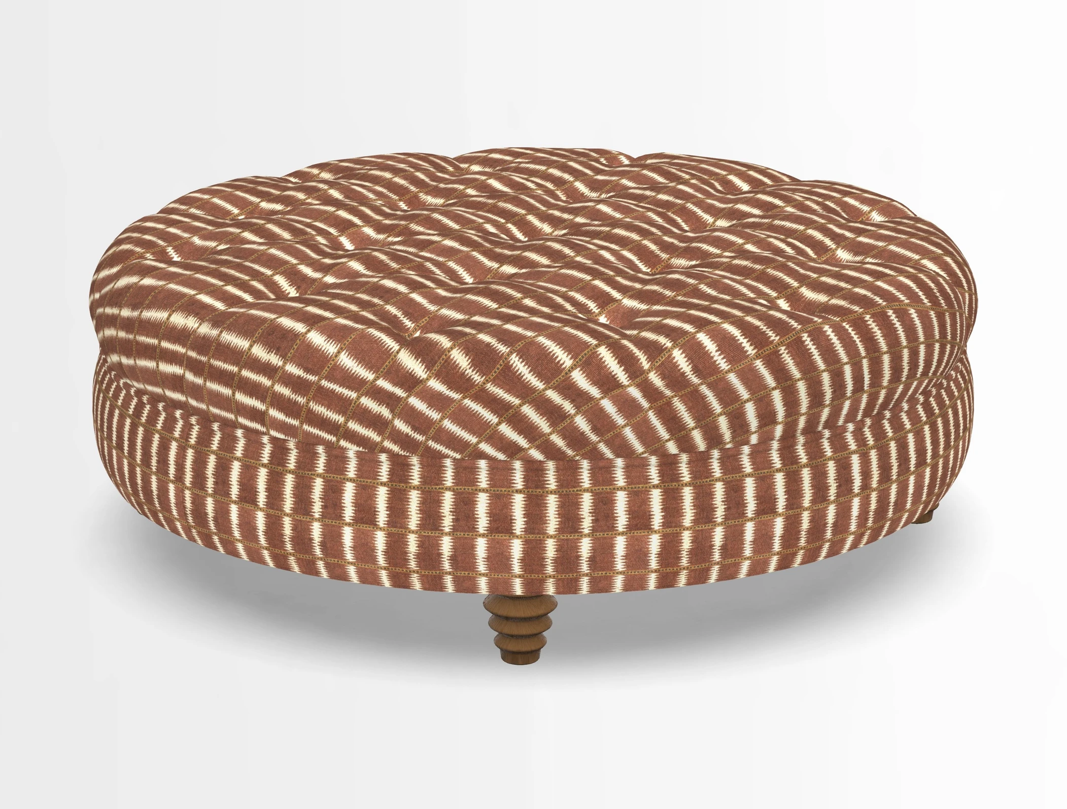 Helmsley Round Footstool in Linwood Omega Velvet Navy