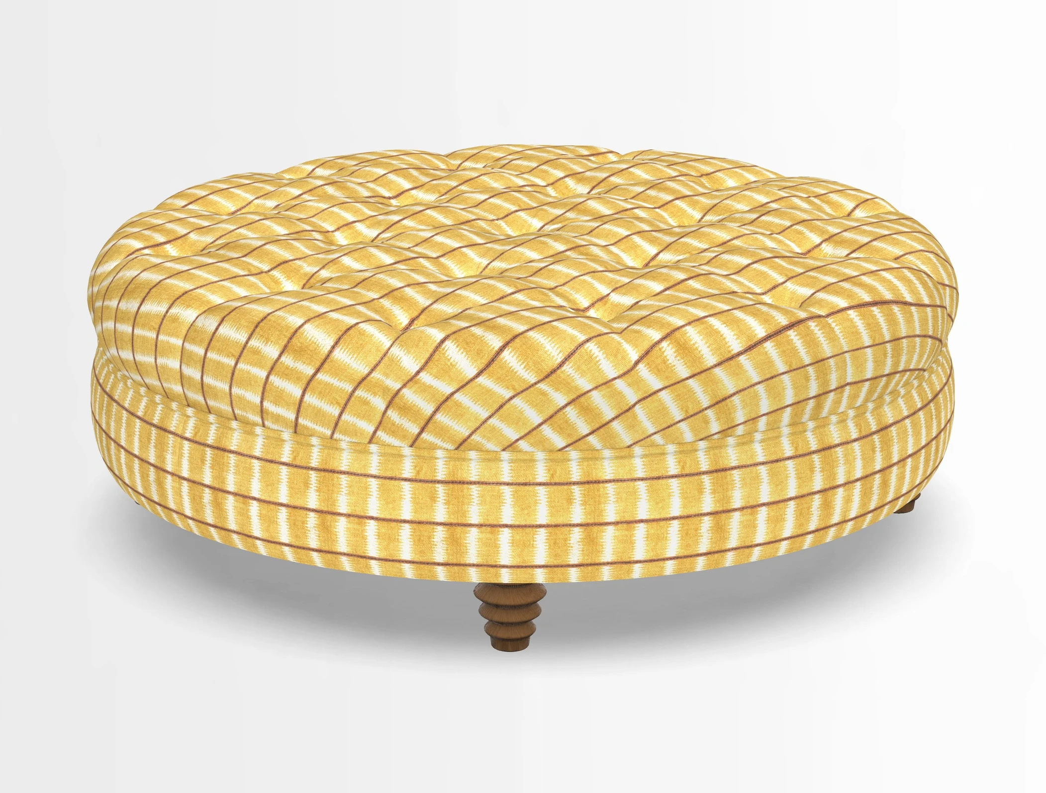 Helmsley Round Footstool in Linwood Omega Velvet Navy