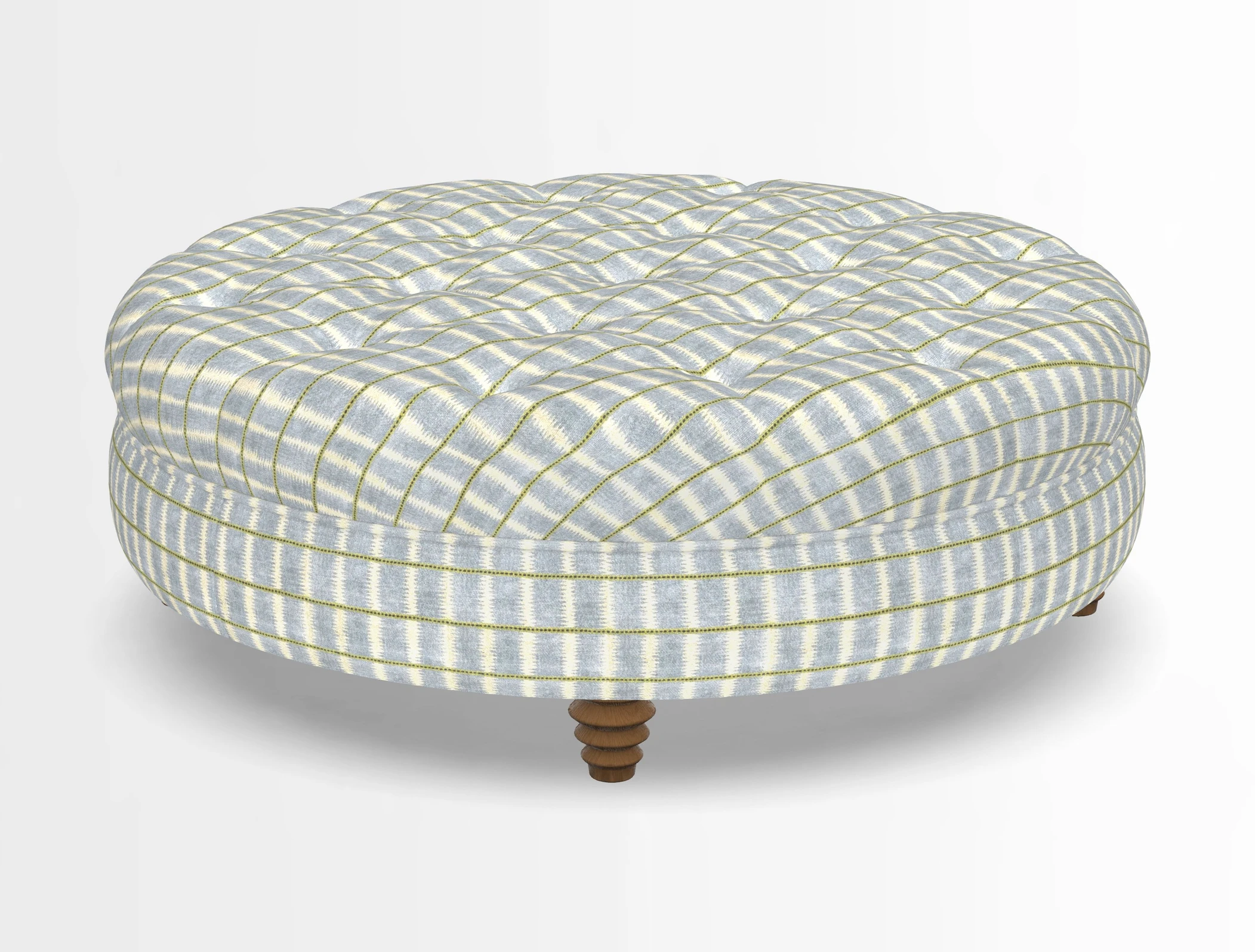 Helmsley Round Footstool in Linwood Omega Velvet Navy
