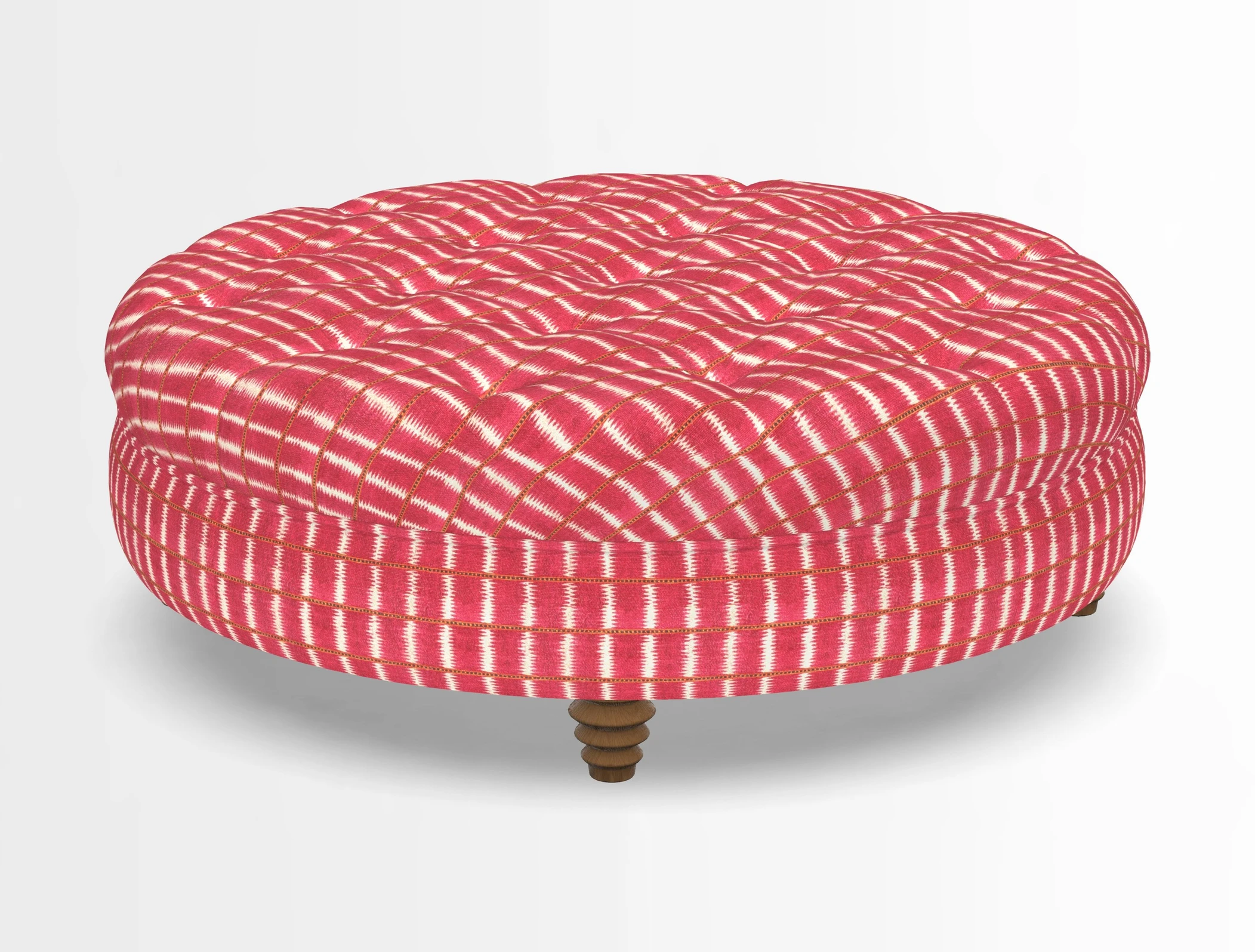 Helmsley Round Footstool in Linwood Omega Velvet Navy