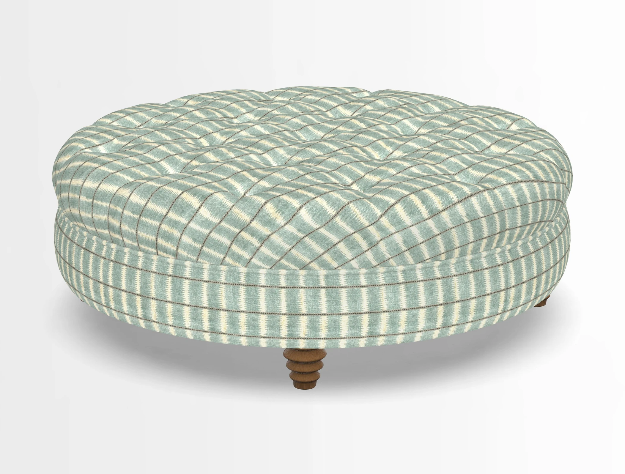 Helmsley Round Footstool in Linwood Omega Velvet Navy