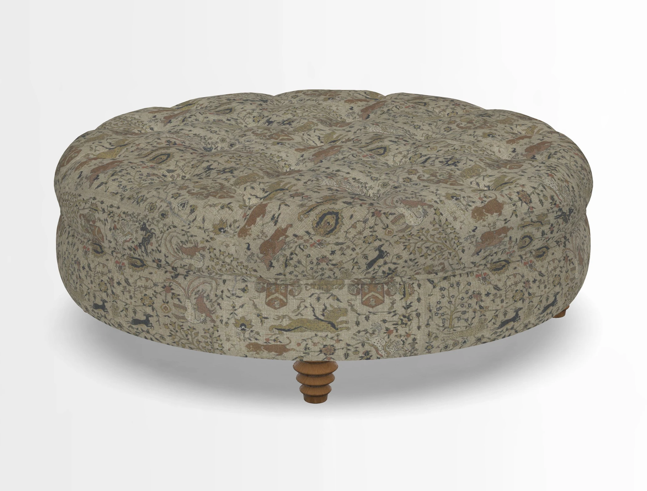 Helmsley Round Footstool in Linwood Omega Velvet Navy