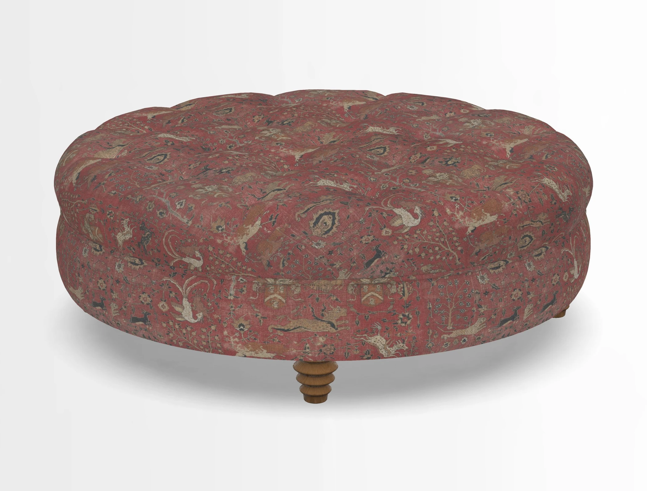 Helmsley Round Footstool in Linwood Omega Velvet Navy