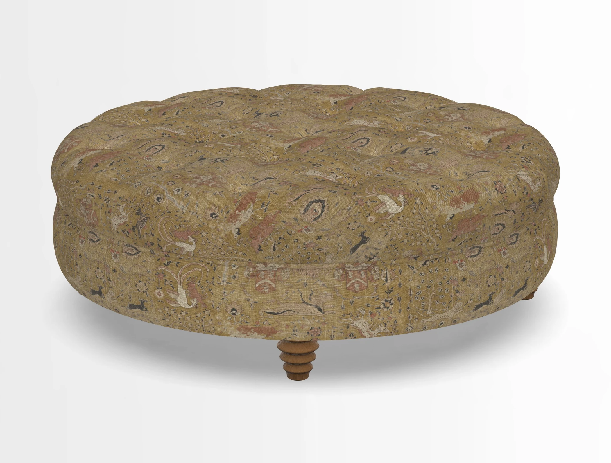 Helmsley Round Footstool in Linwood Omega Velvet Navy