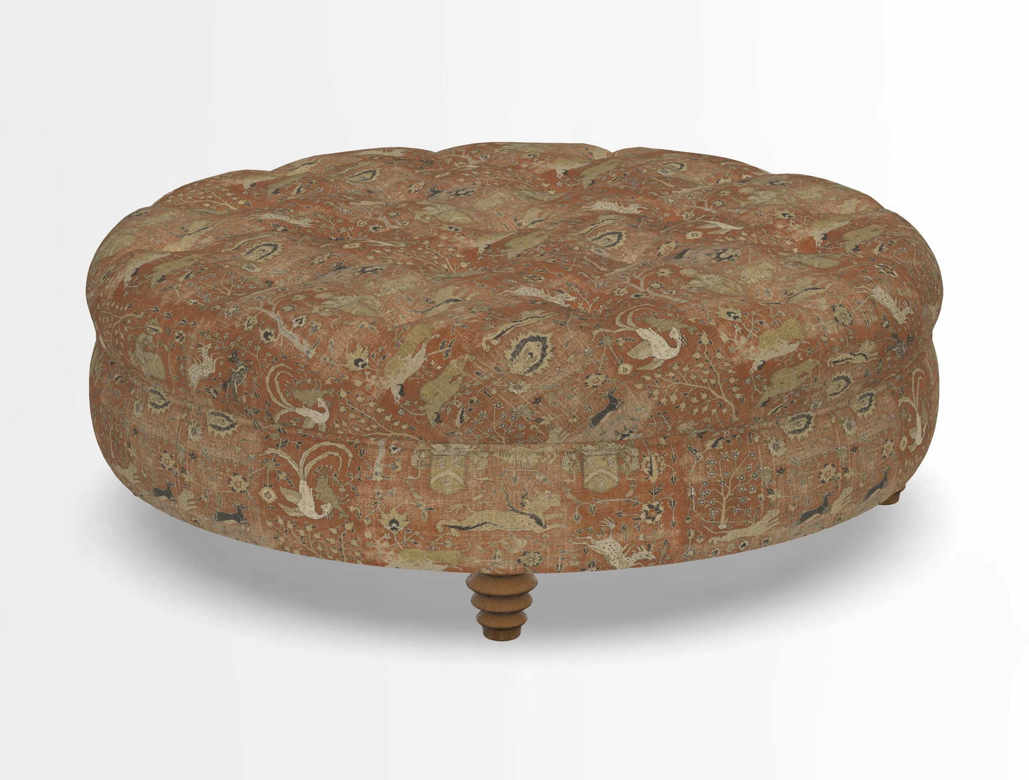 Helmsley Round Footstool in Linwood Omega Velvet Navy
