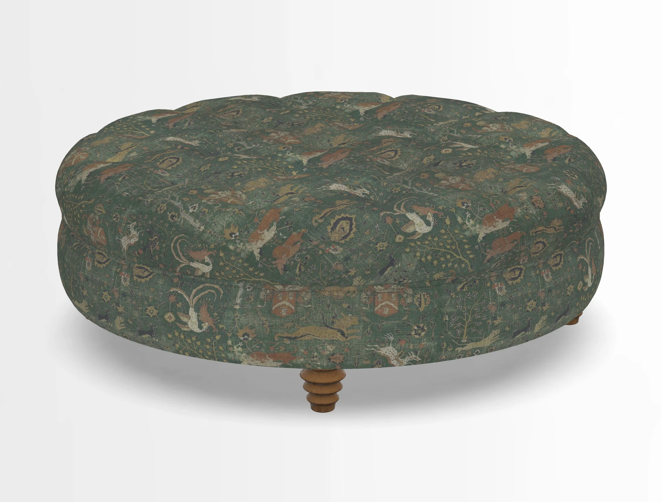 Helmsley Round Footstool in Linwood Omega Velvet Navy