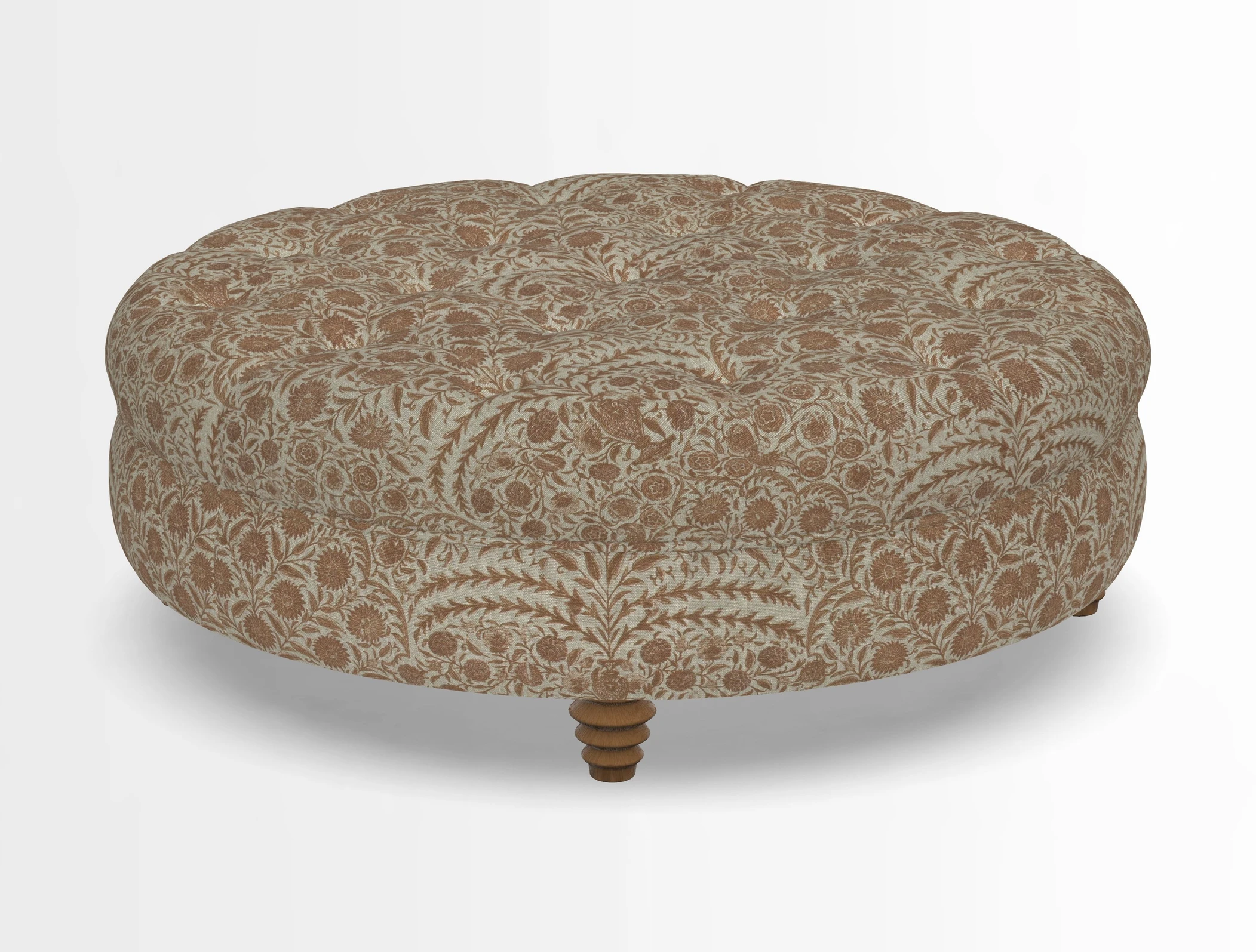 Helmsley Round Footstool in Linwood Omega Velvet Navy