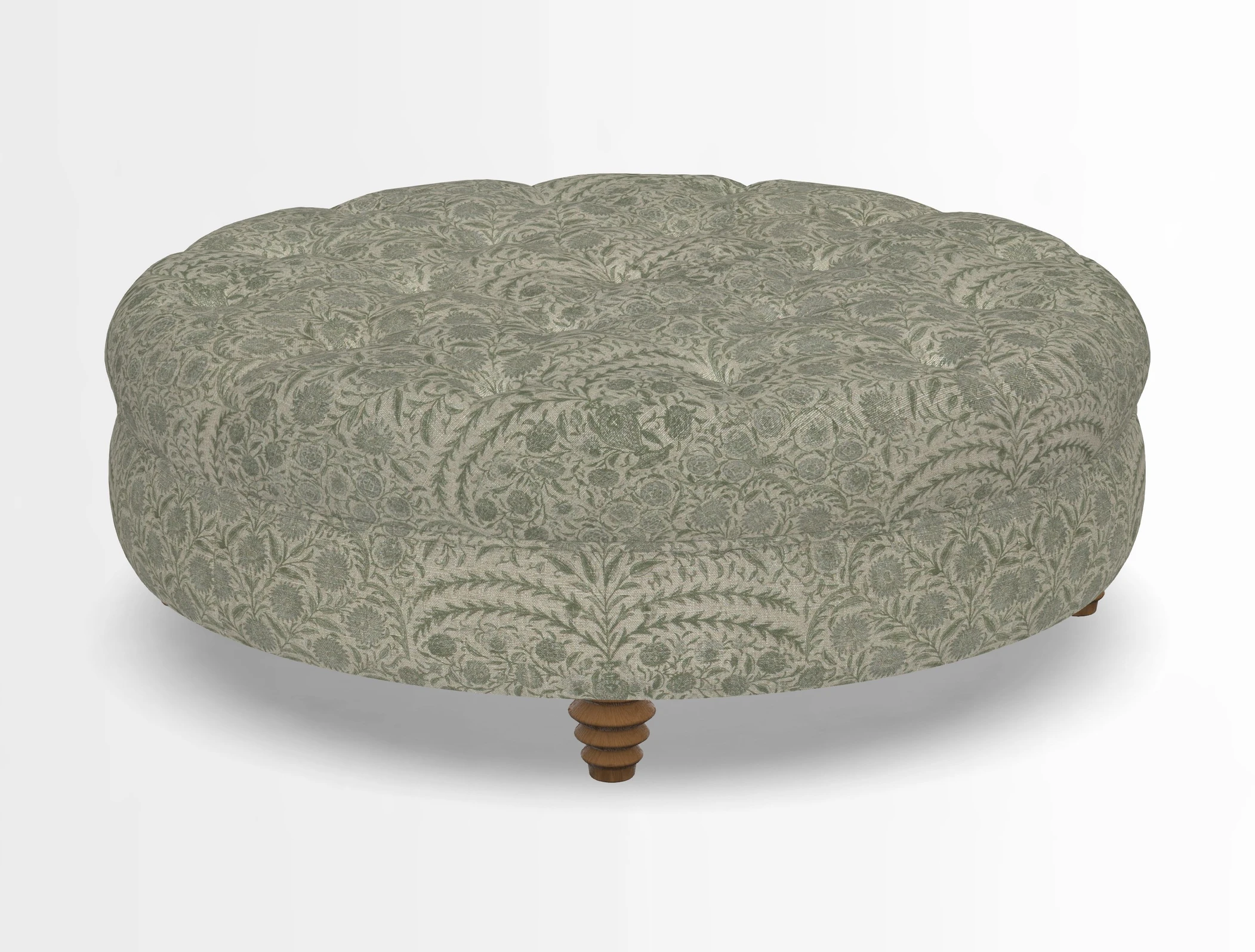 Helmsley Round Footstool in Linwood Omega Velvet Navy