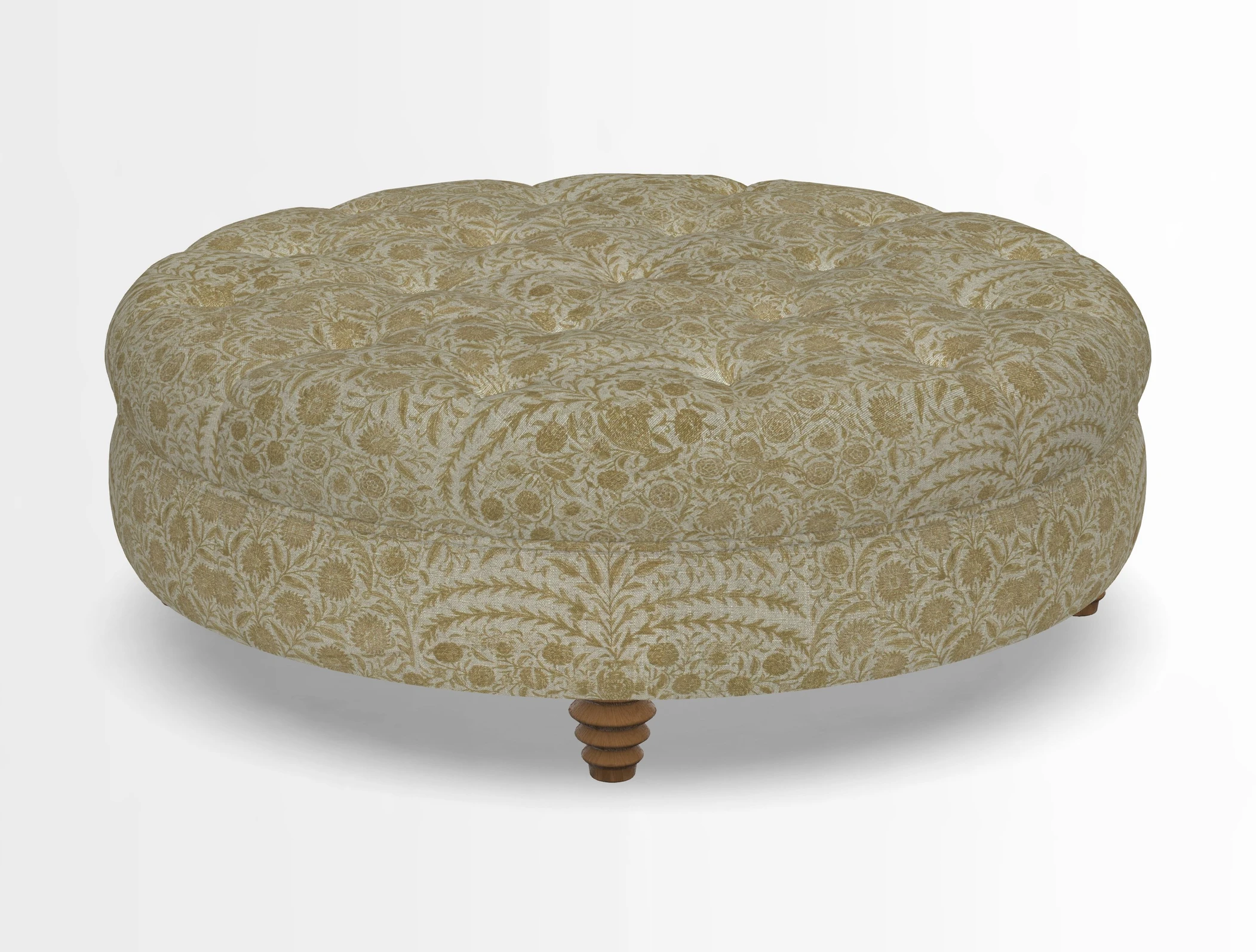 Helmsley Round Footstool in Linwood Omega Velvet Navy