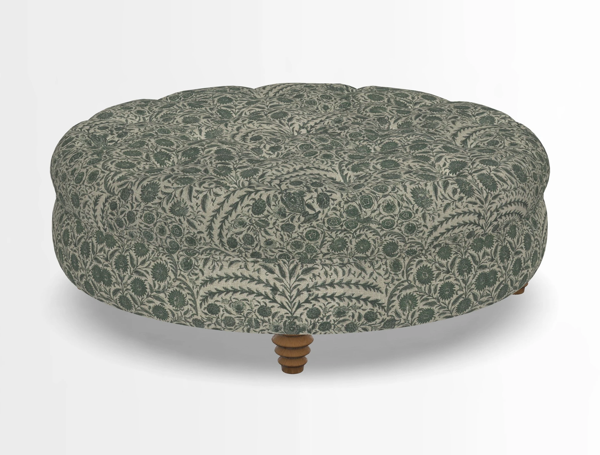 Helmsley Round Footstool in Linwood Omega Velvet Navy