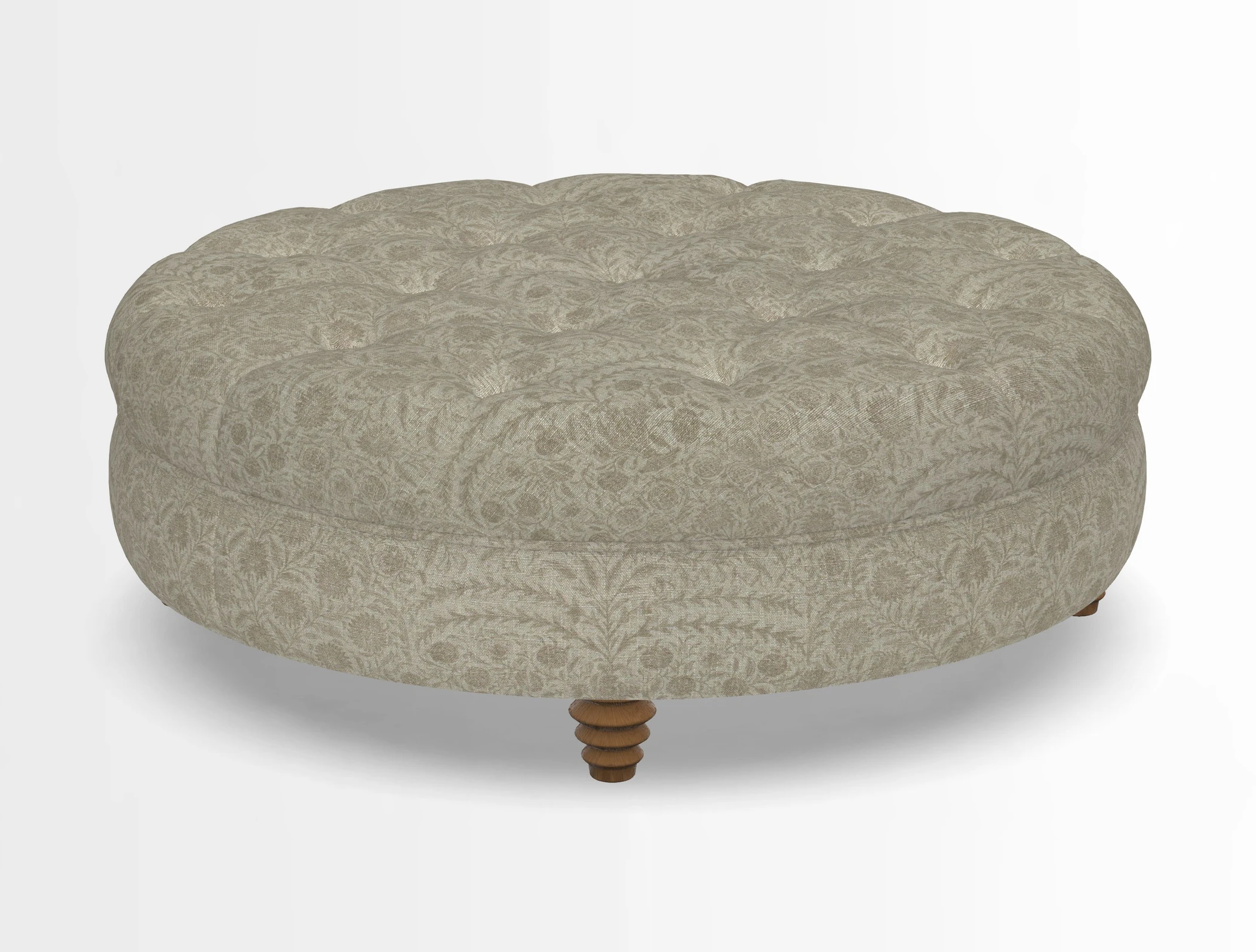 Helmsley Round Footstool in Linwood Omega Velvet Navy