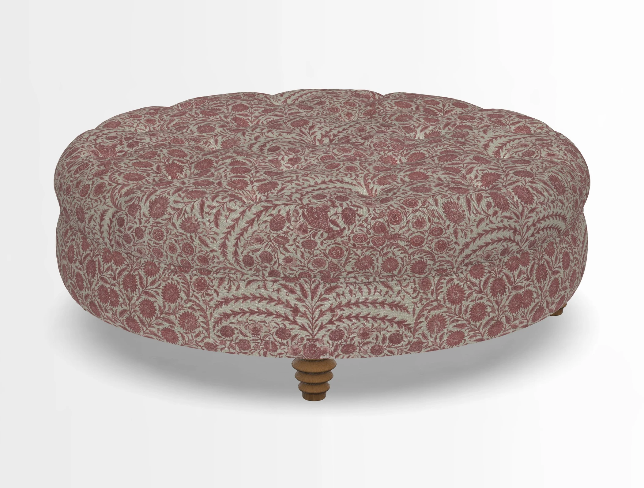 Helmsley Round Footstool in Linwood Omega Velvet Navy