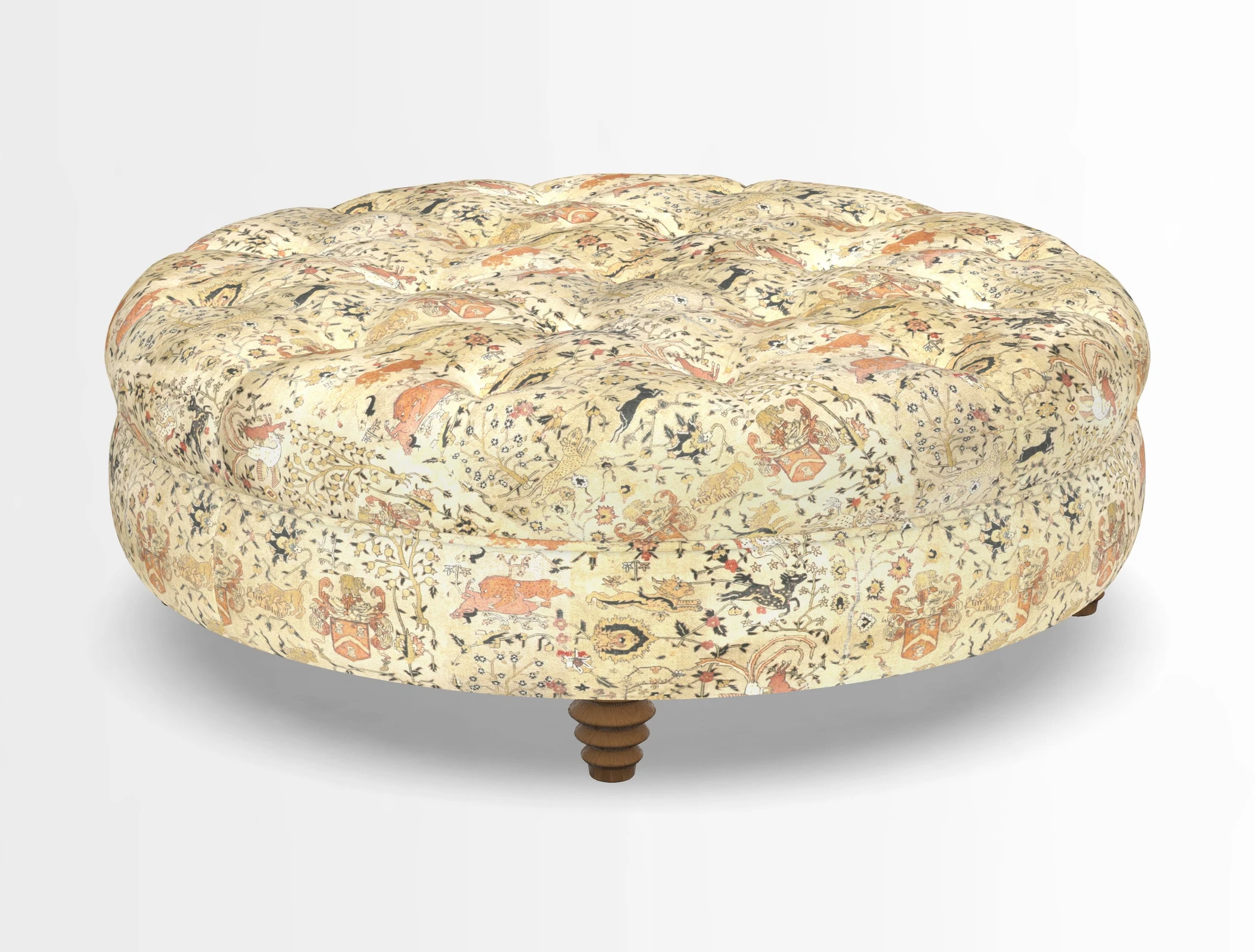 Helmsley Round Footstool in Linwood Omega Velvet Navy