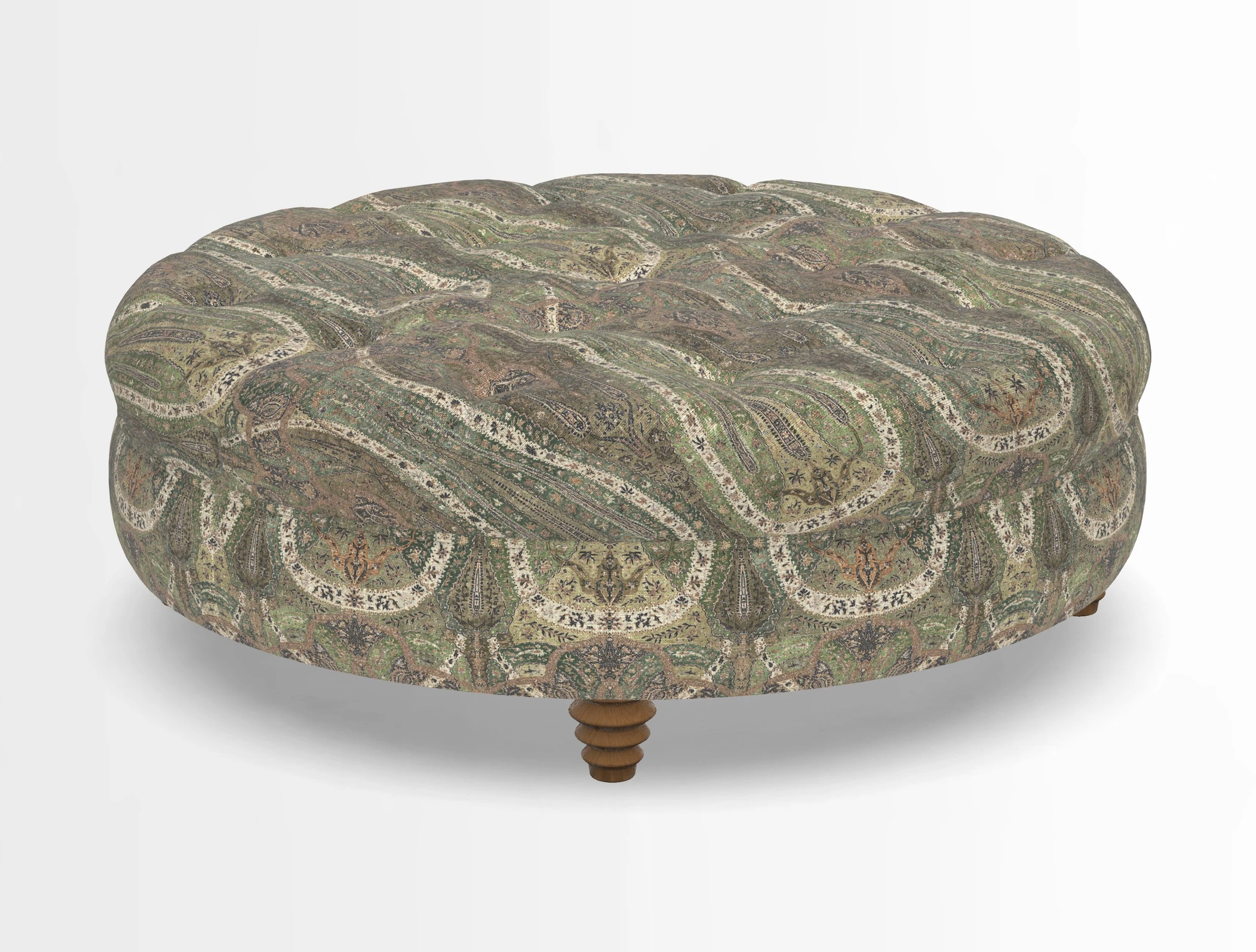 Helmsley Round Footstool in Linwood Omega Velvet Navy