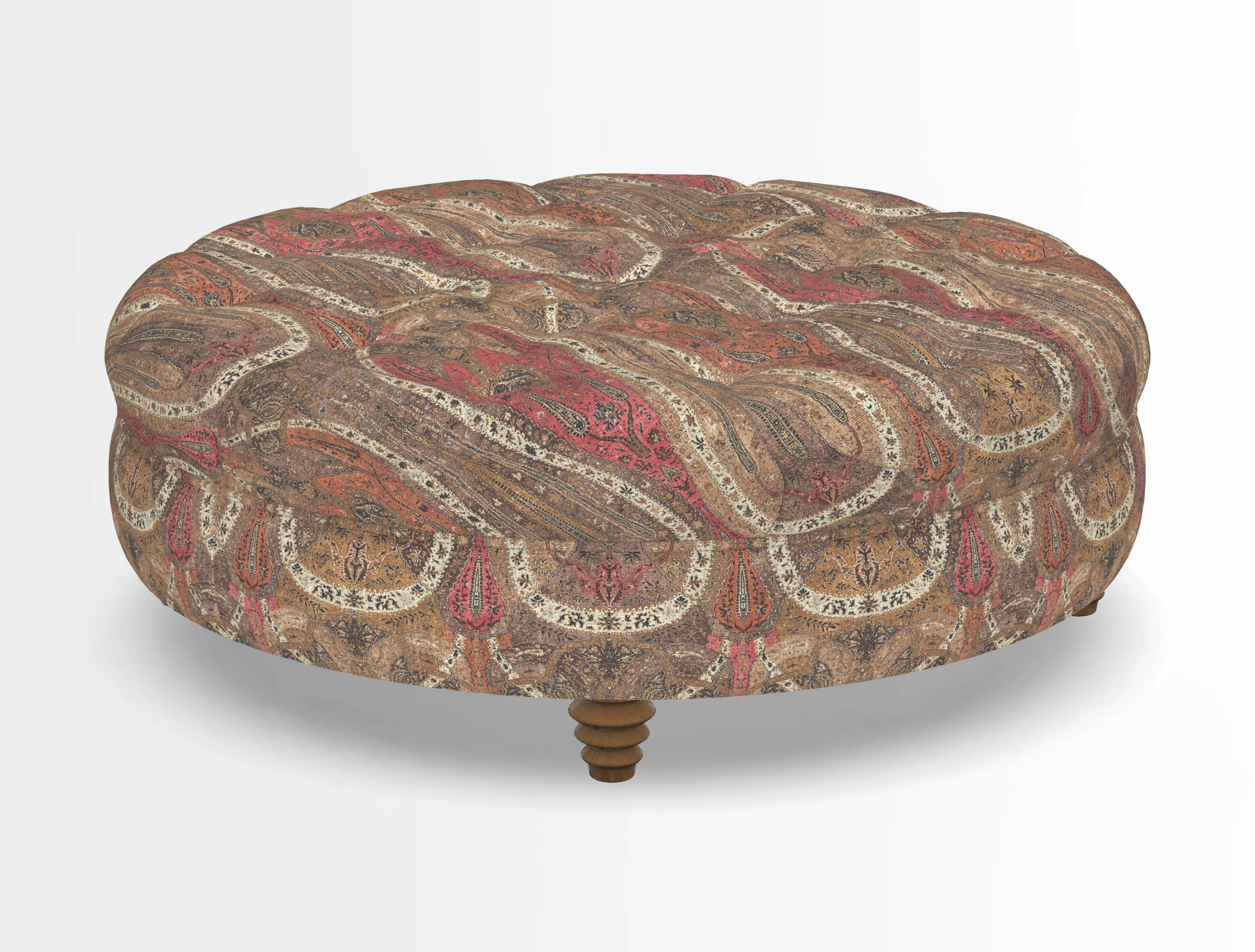 Helmsley Round Footstool in Linwood Omega Velvet Navy