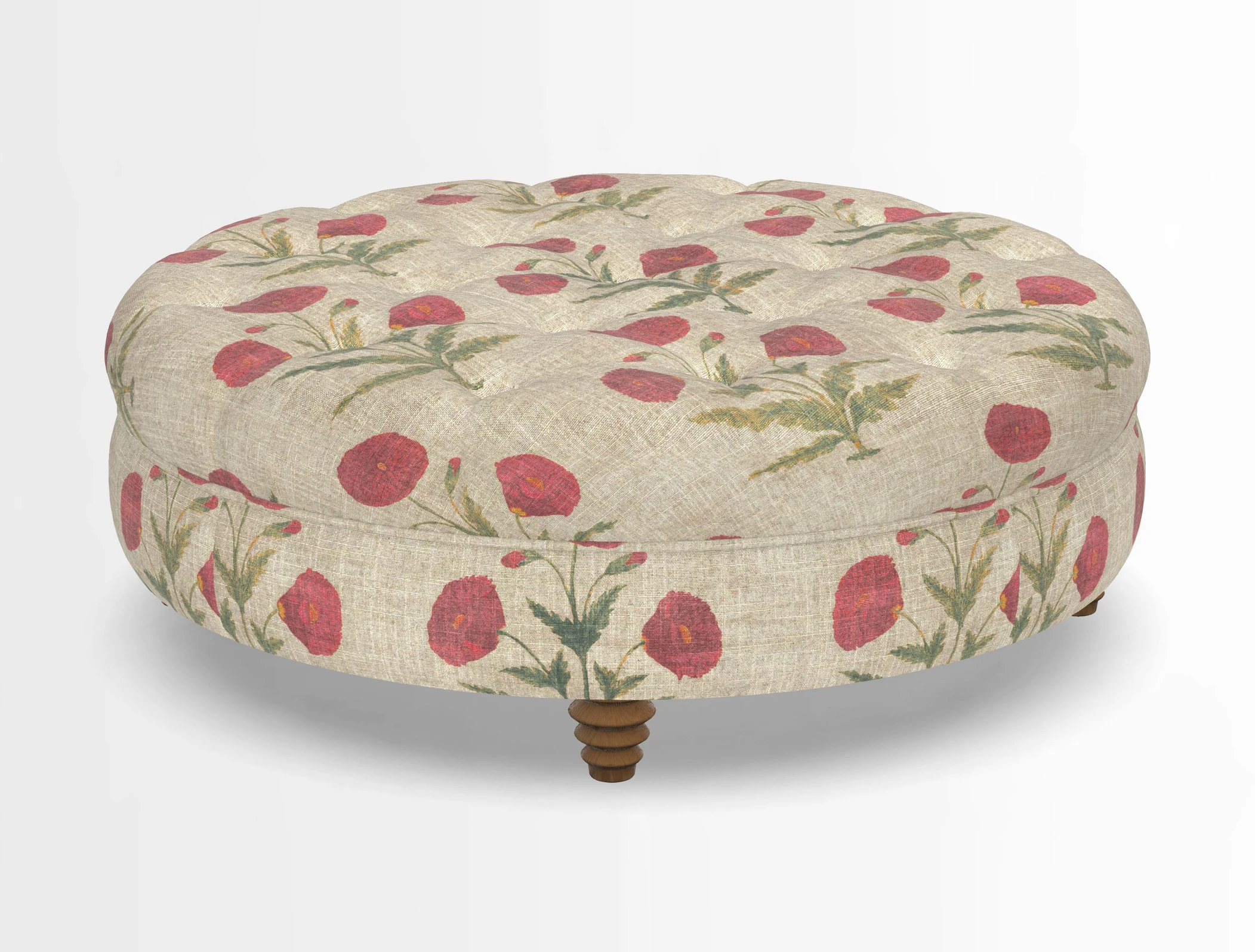 Helmsley Round Footstool in Linwood Omega Velvet Navy