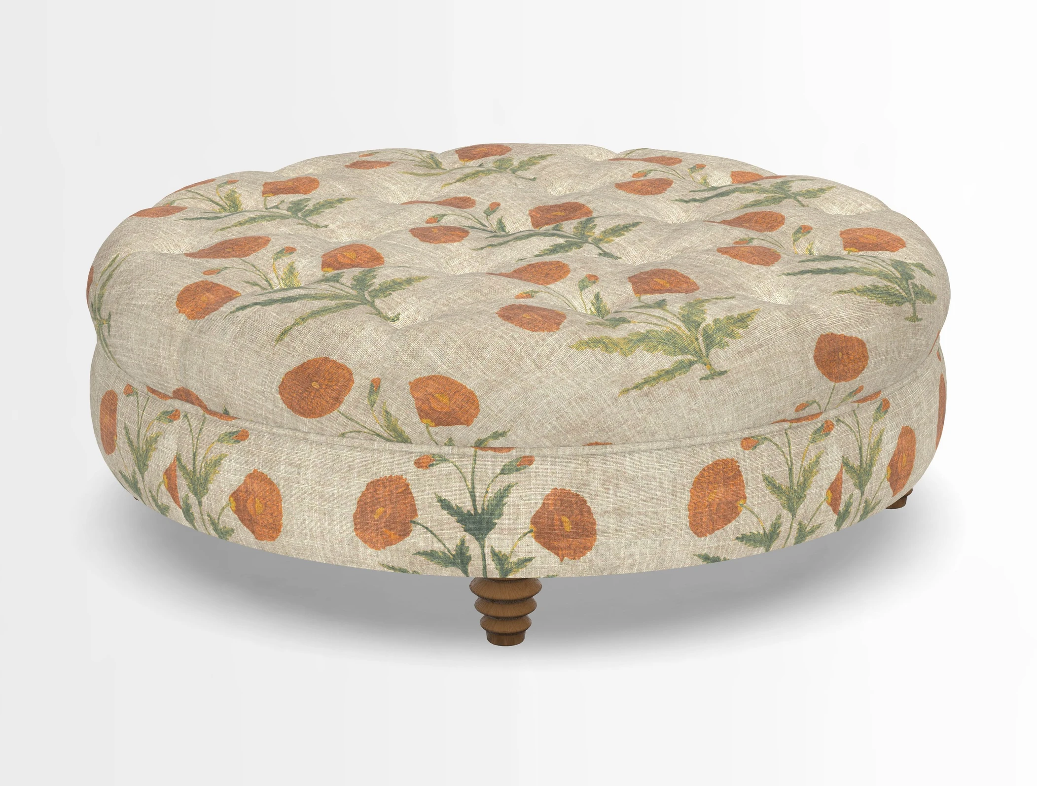 Helmsley Round Footstool in Linwood Omega Velvet Navy