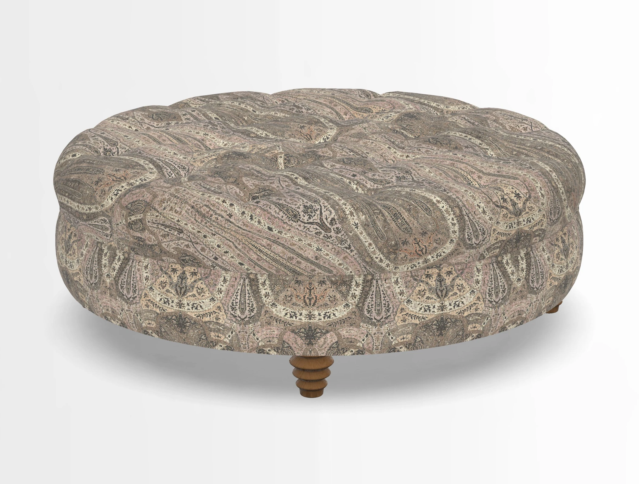 Helmsley Round Footstool in Linwood Omega Velvet Navy