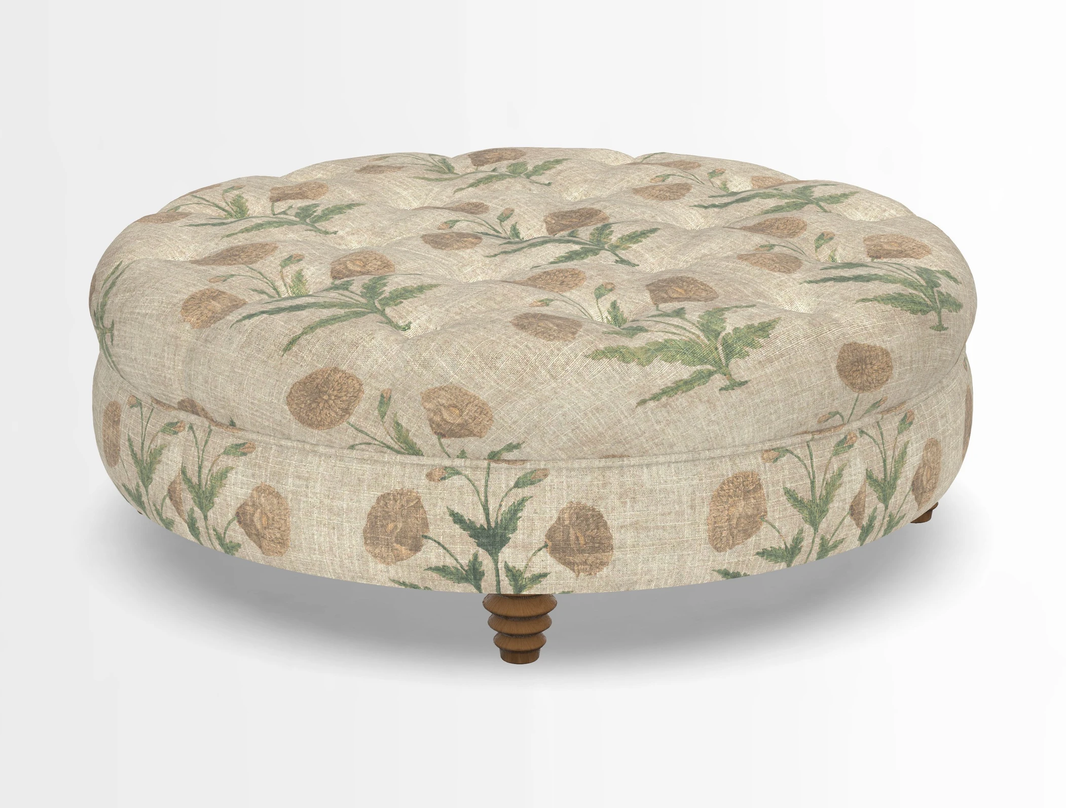 Helmsley Round Footstool in Linwood Omega Velvet Navy
