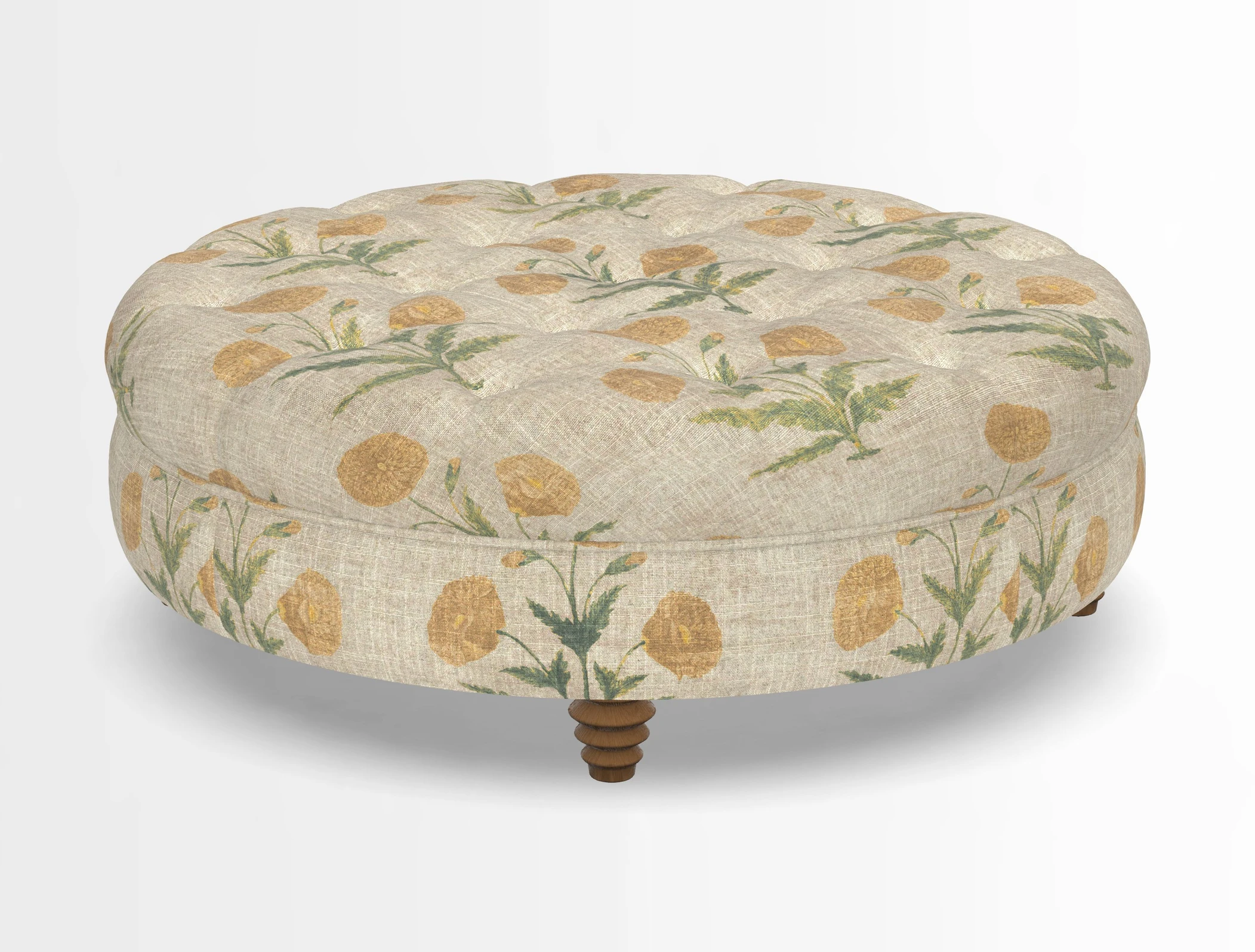Helmsley Round Footstool in Linwood Omega Velvet Navy