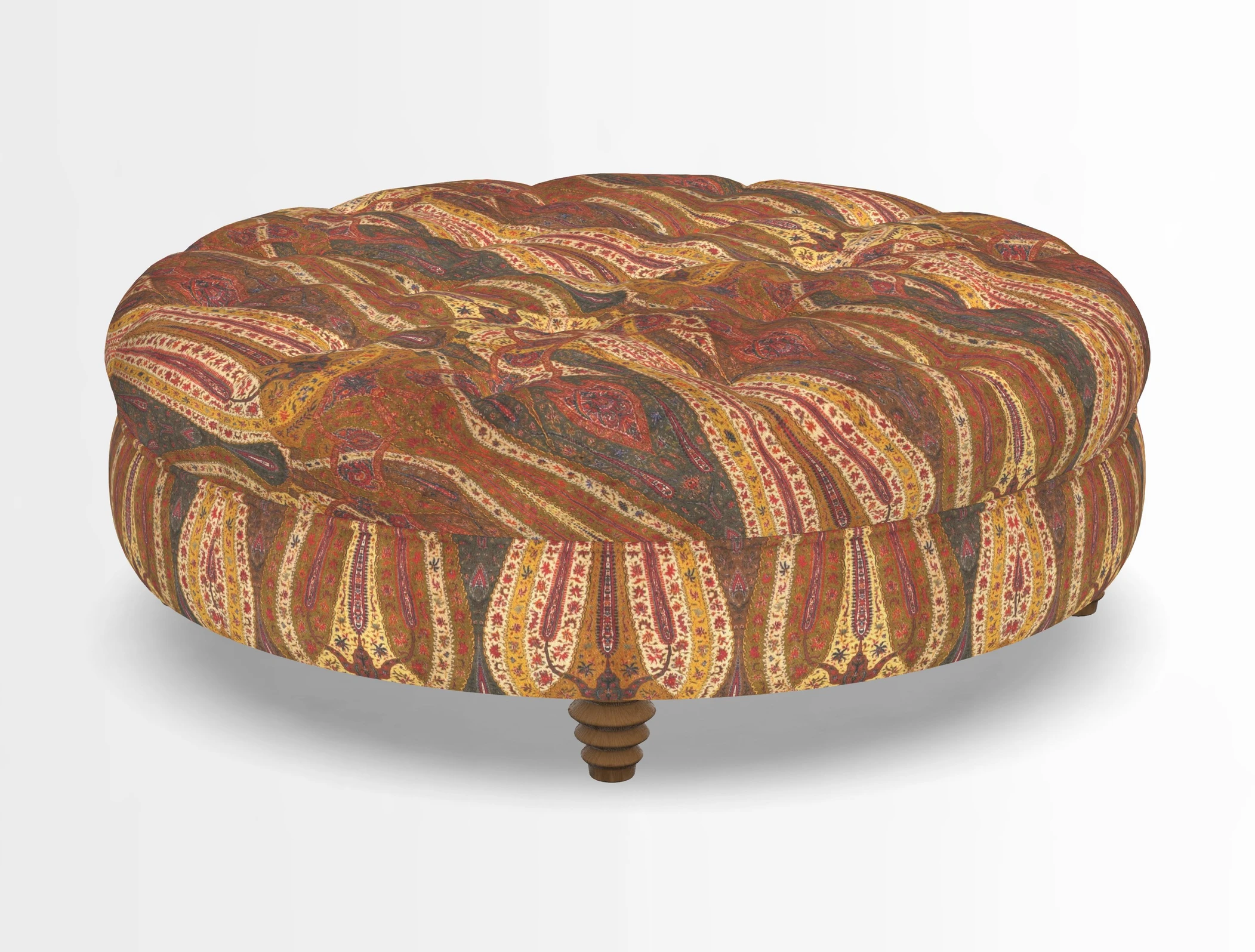 Helmsley Round Footstool in Linwood Omega Velvet Navy