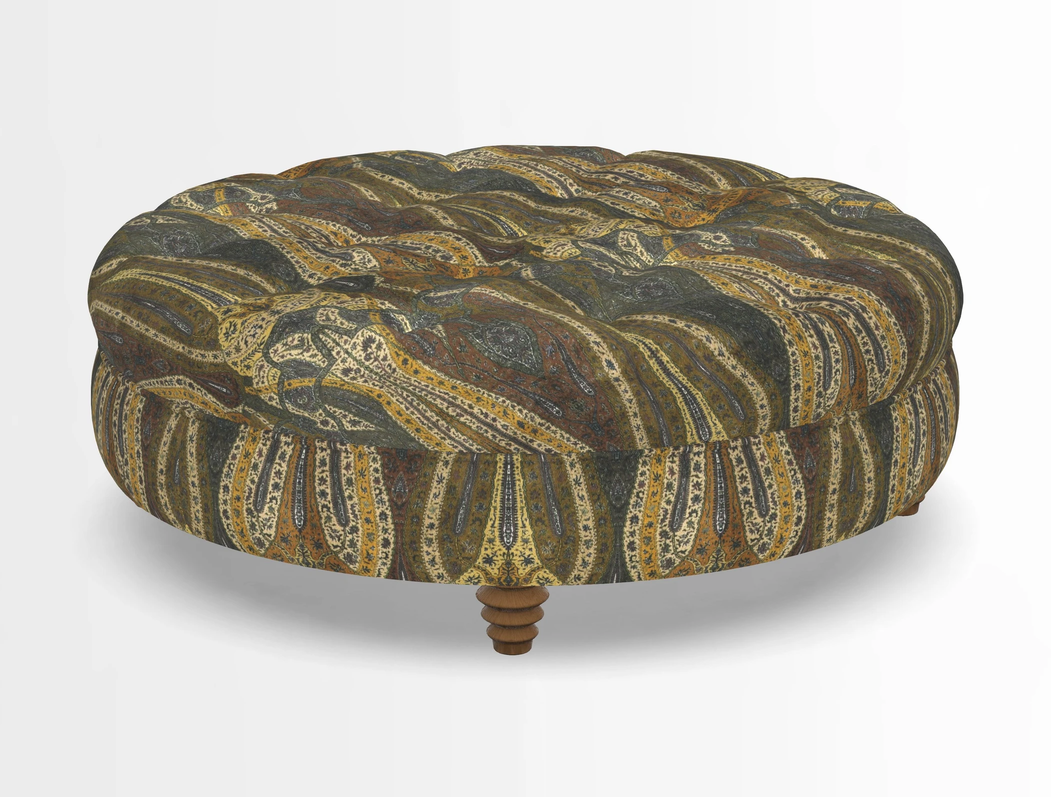 Helmsley Round Footstool in Linwood Omega Velvet Navy