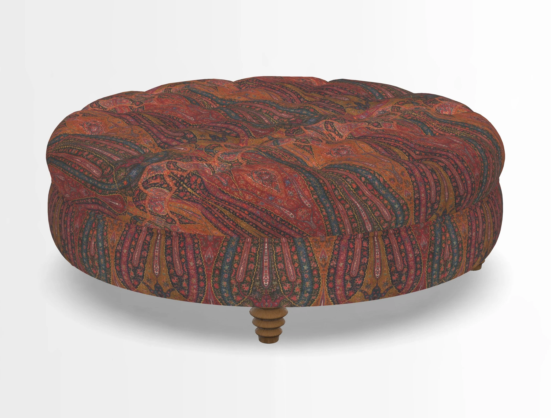 Helmsley Round Footstool in Linwood Omega Velvet Navy