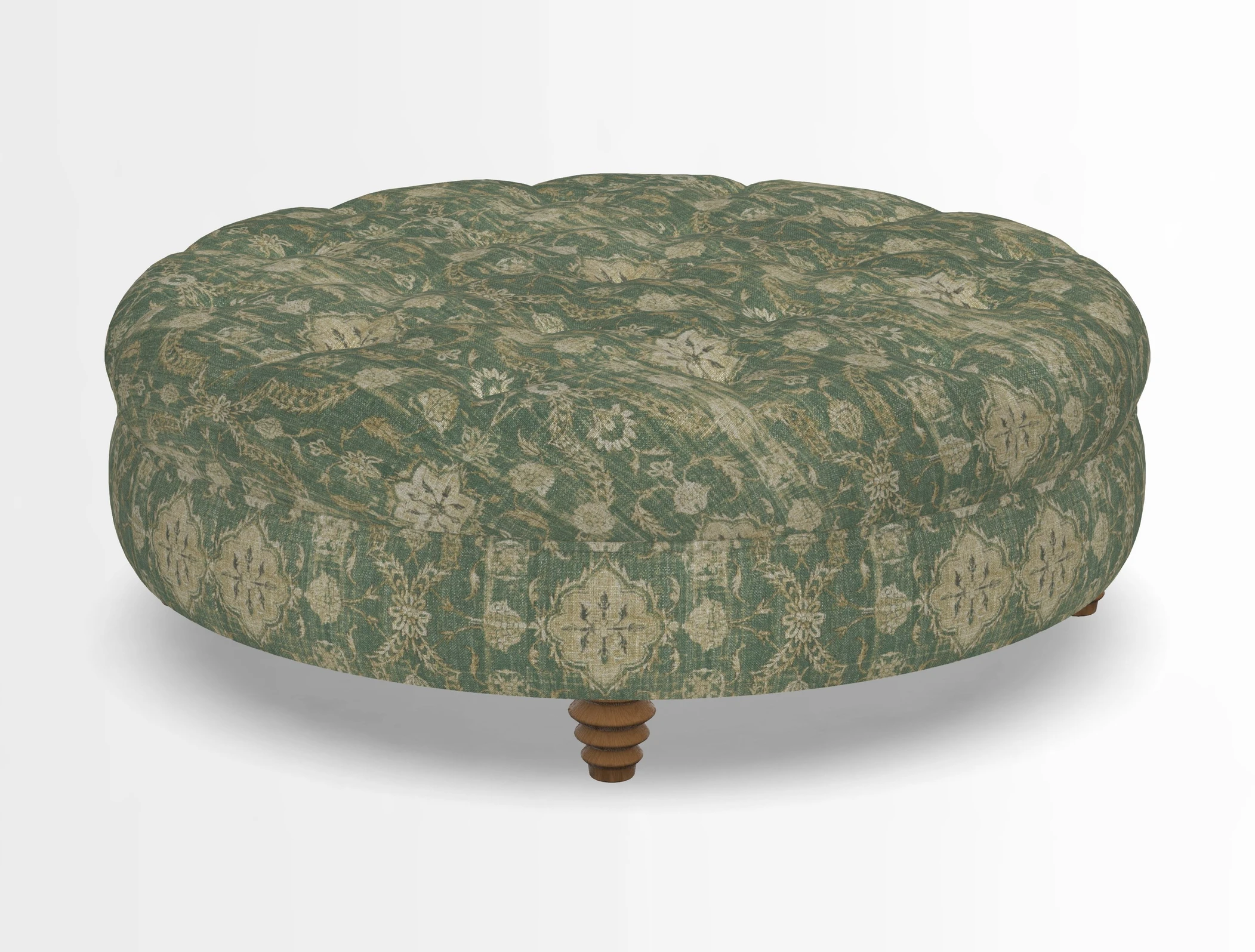 Helmsley Round Footstool in Linwood Omega Velvet Navy