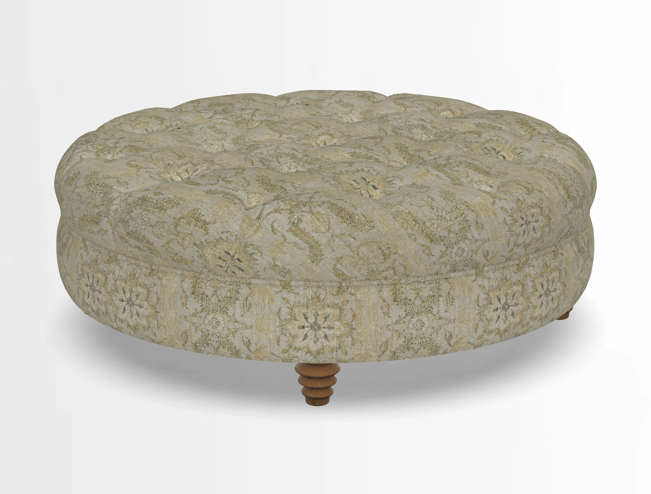 Helmsley Round Footstool in Linwood Omega Velvet Navy