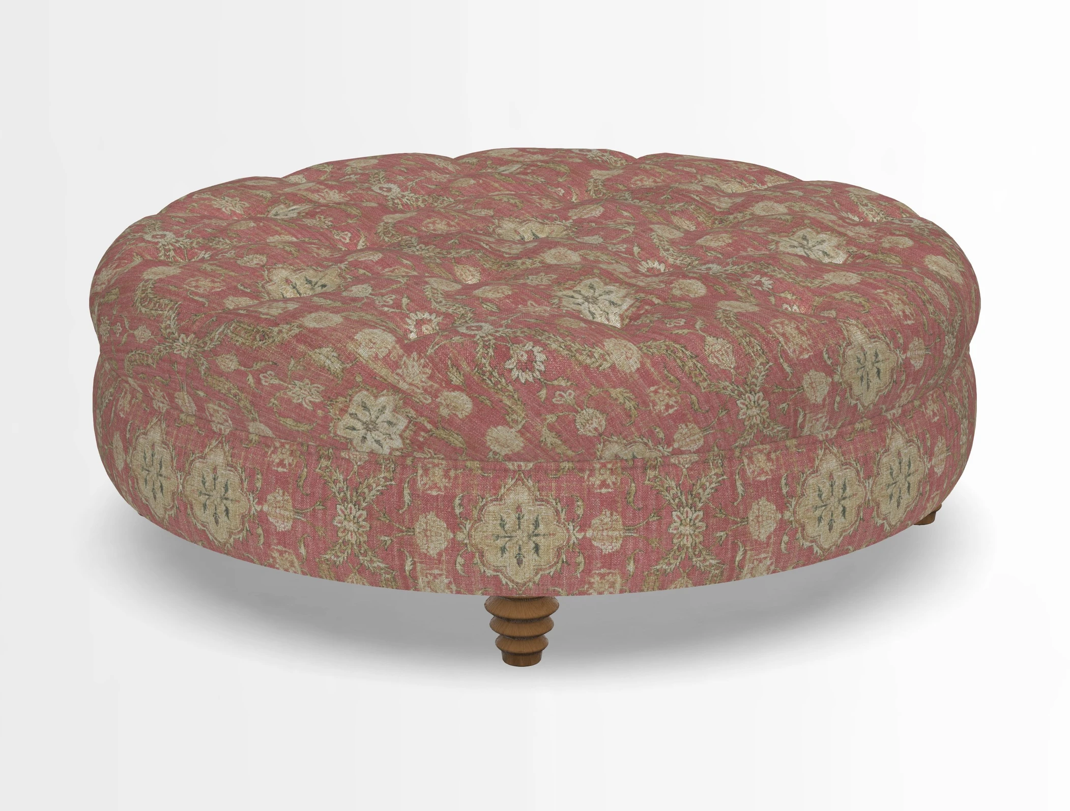 Helmsley Round Footstool in Linwood Omega Velvet Navy