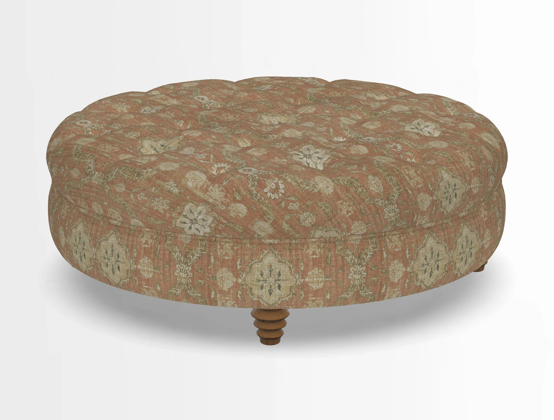 Helmsley Round Footstool in Linwood Omega Velvet Navy