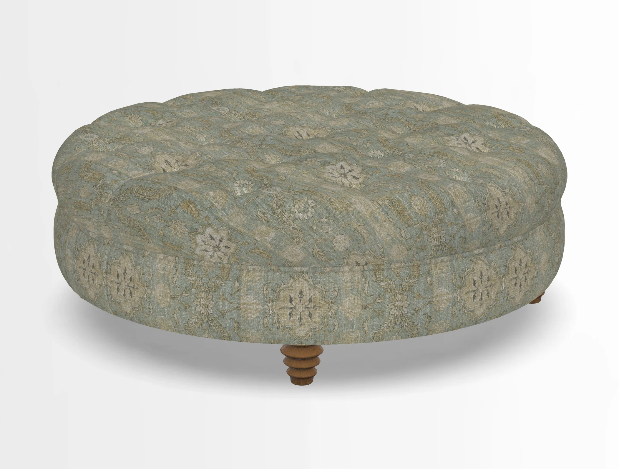 Helmsley Round Footstool in Linwood Omega Velvet Navy
