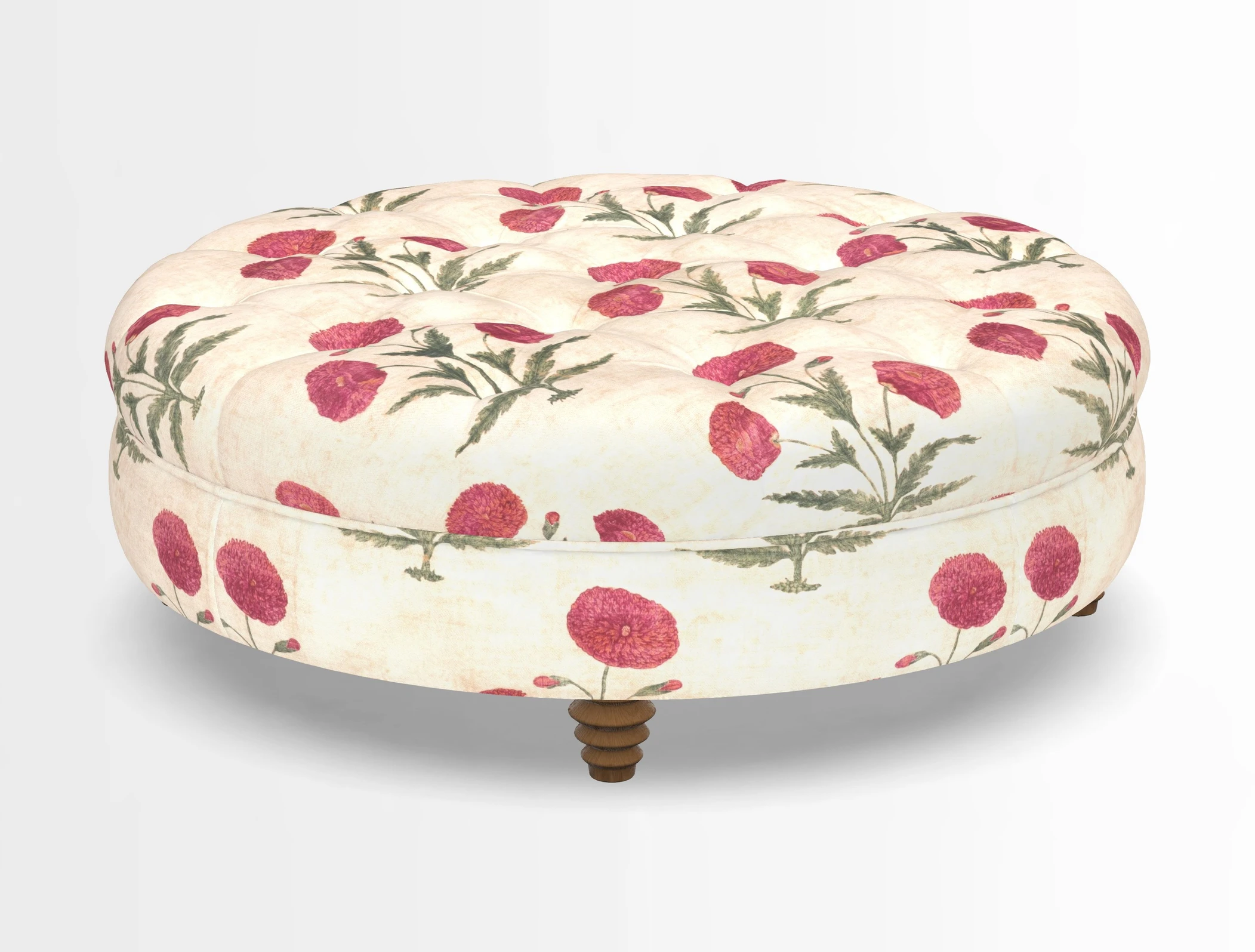 Helmsley Round Footstool in Linwood Omega Velvet Navy