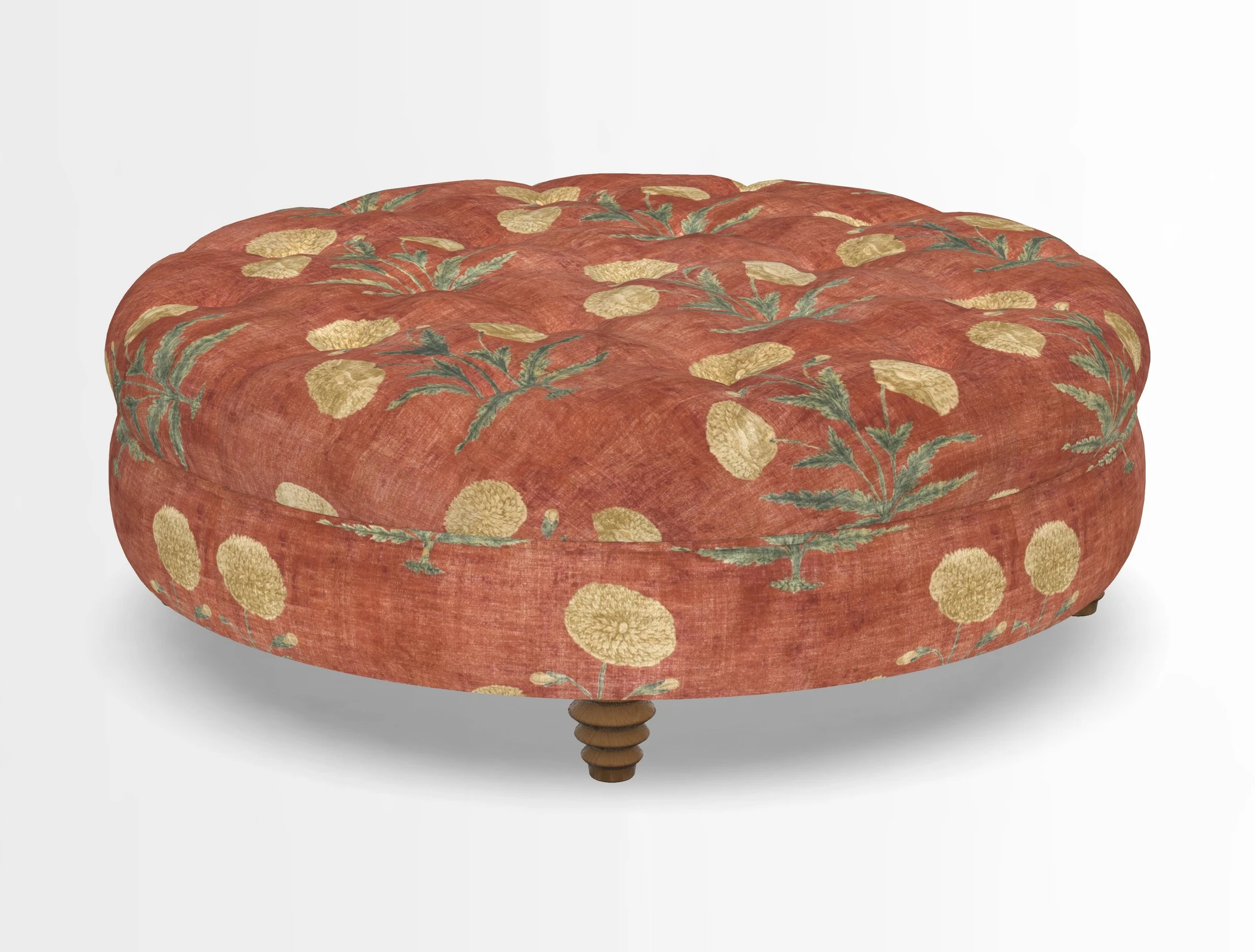 Helmsley Round Footstool in Linwood Omega Velvet Navy