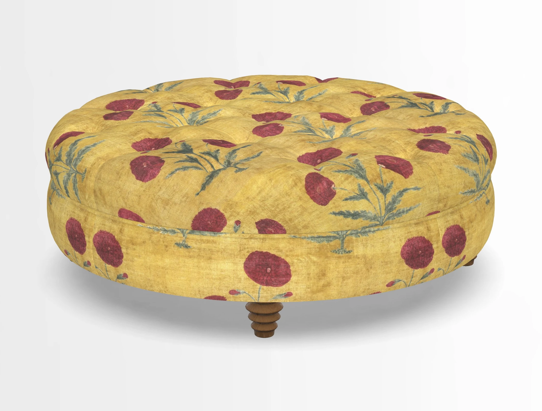Helmsley Round Footstool in Linwood Omega Velvet Navy
